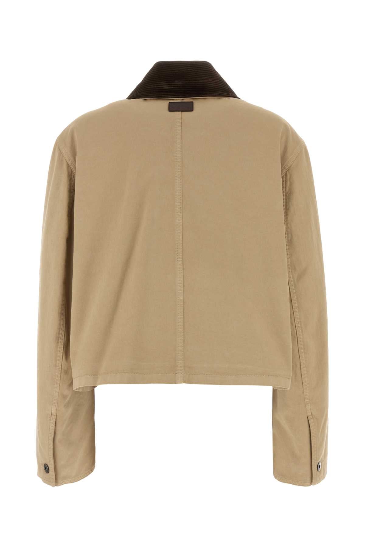 Loewe Women Beige Cotton Parka Coat LOEWE