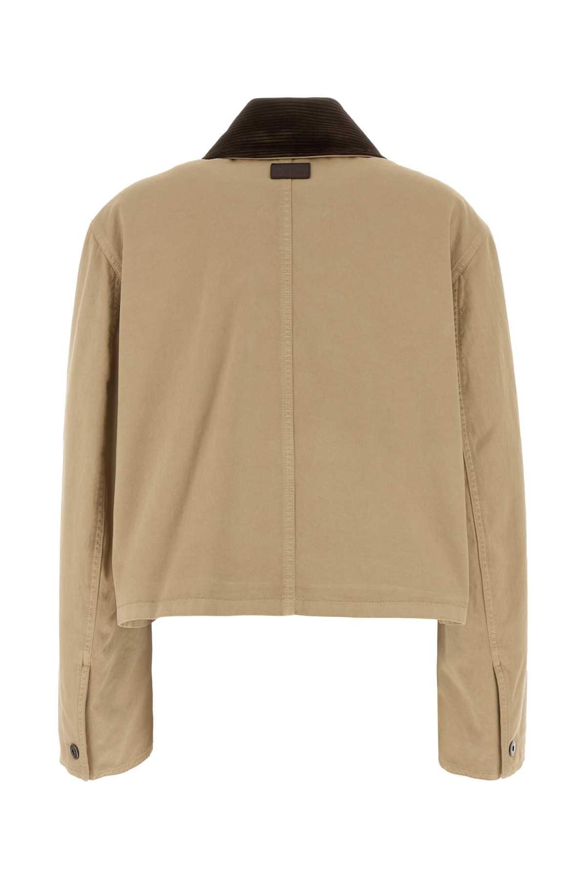 Loewe Women Beige Cotton Parka Coat LOEWE