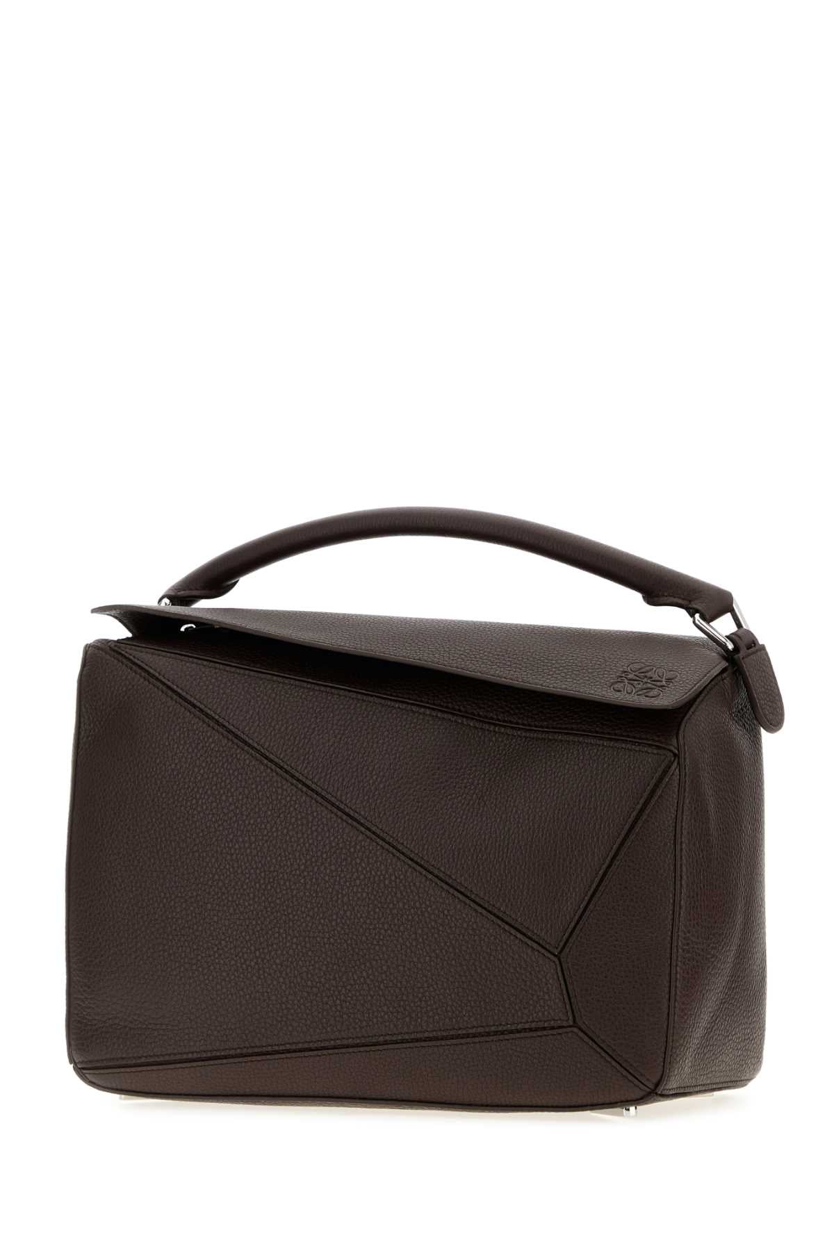 Loewe Men Dark Brown Leather Large Puzzle Handbag LOEWE