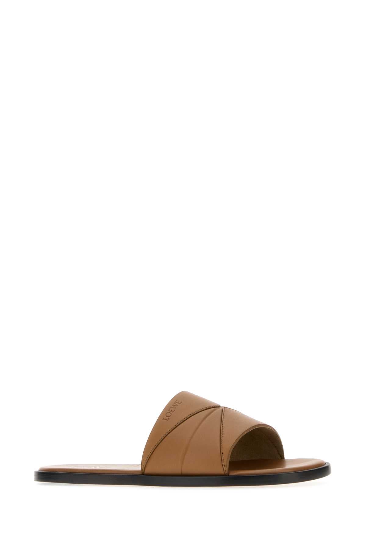 Loewe Men Camel Leather Slippers LOEWE