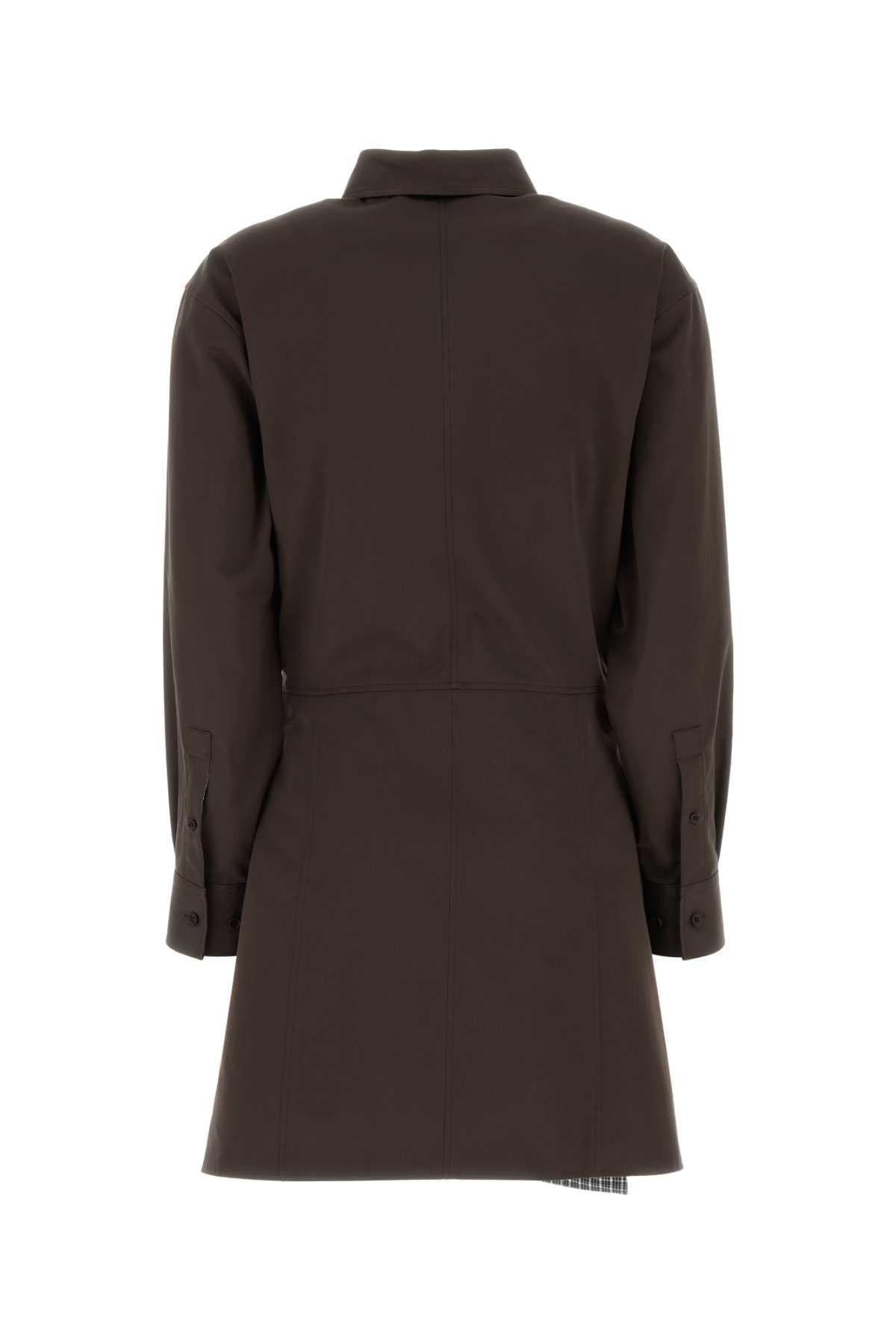 Loewe Women Chocolate Gabardine Mini Dress LOEWE