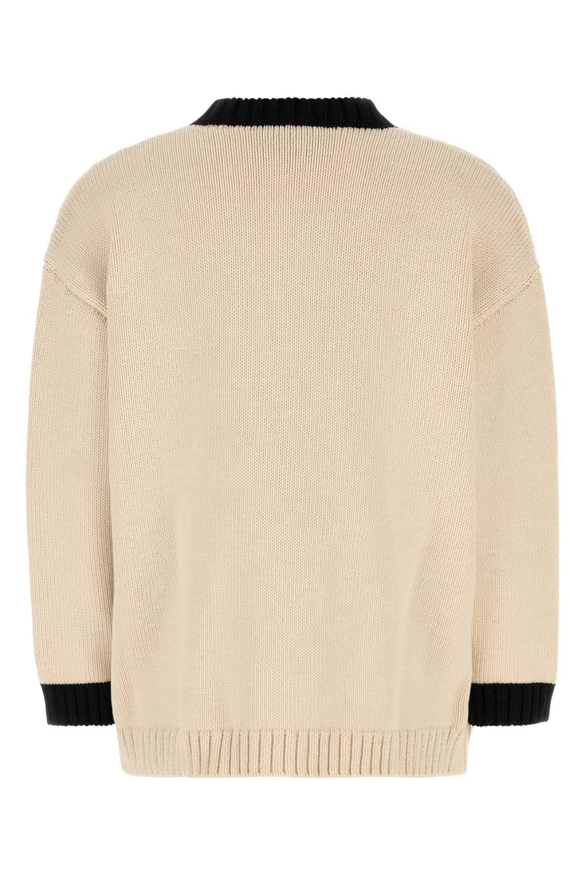 Valentino Garavani Women Sand Cotton Blend Cardigan VALENTINO GARAVANI