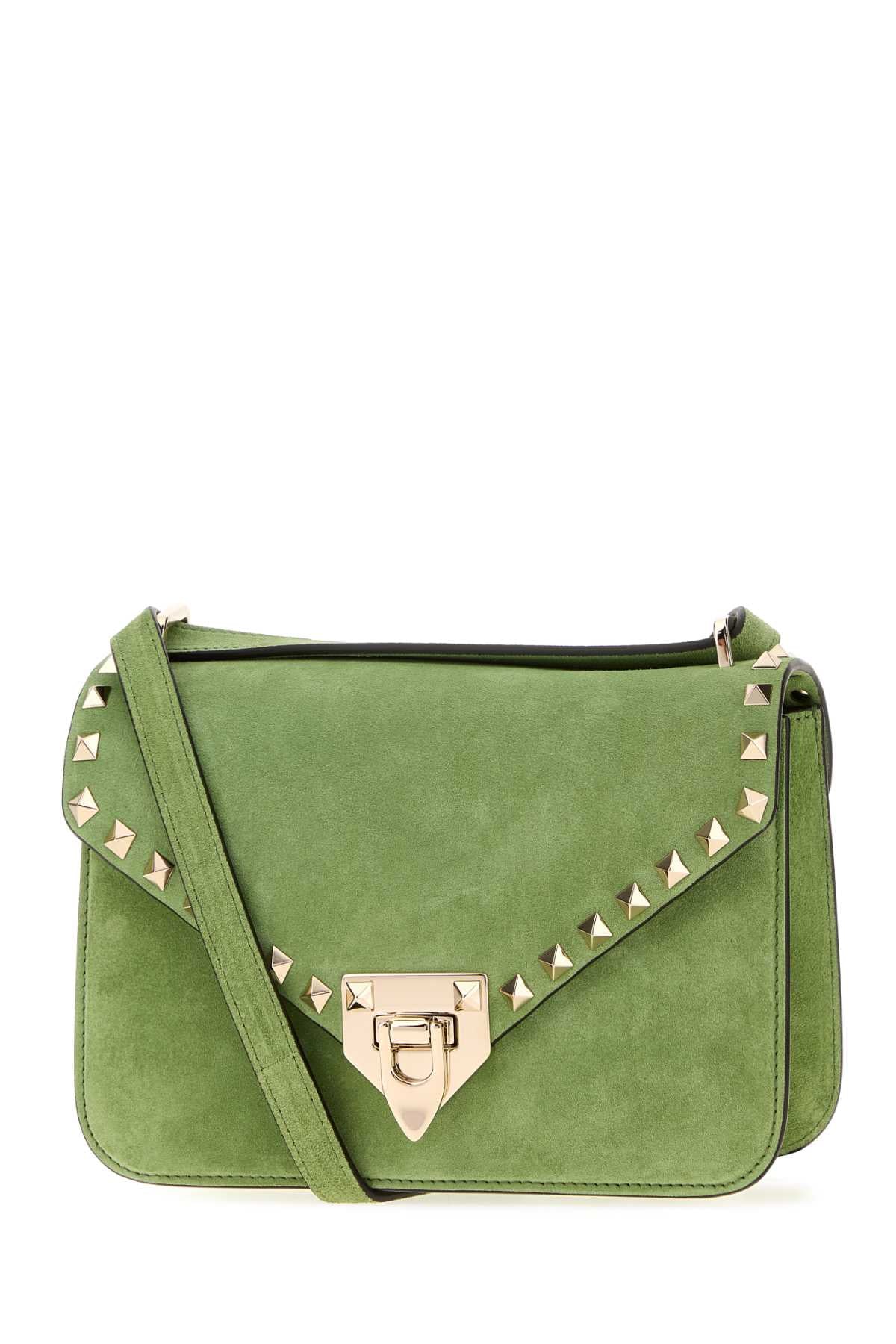 Valentino Garavani Women Green Suede Rockstud Crossbody Bag VALENTINO GARAVANI