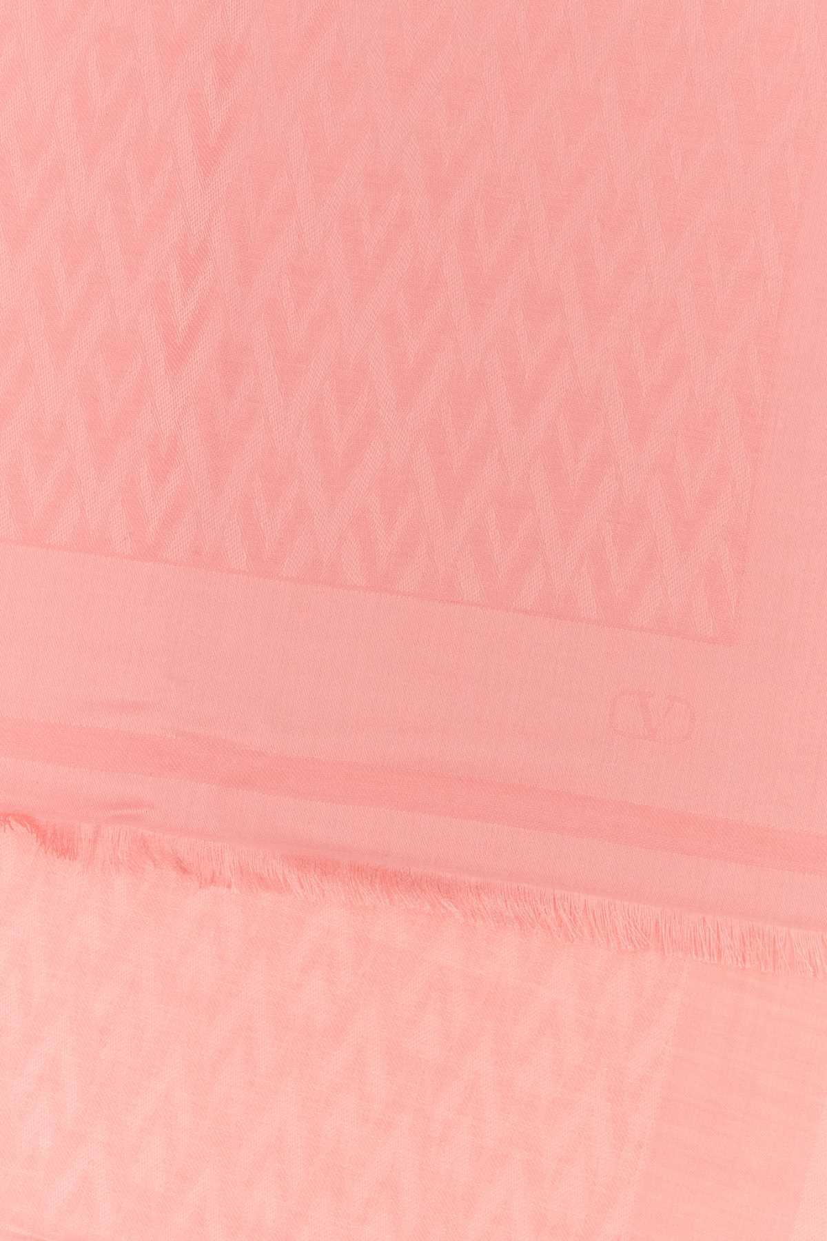 Valentino Garavani Women Pink Silk Blend Toute La V Scarf VALENTINO GARAVANI