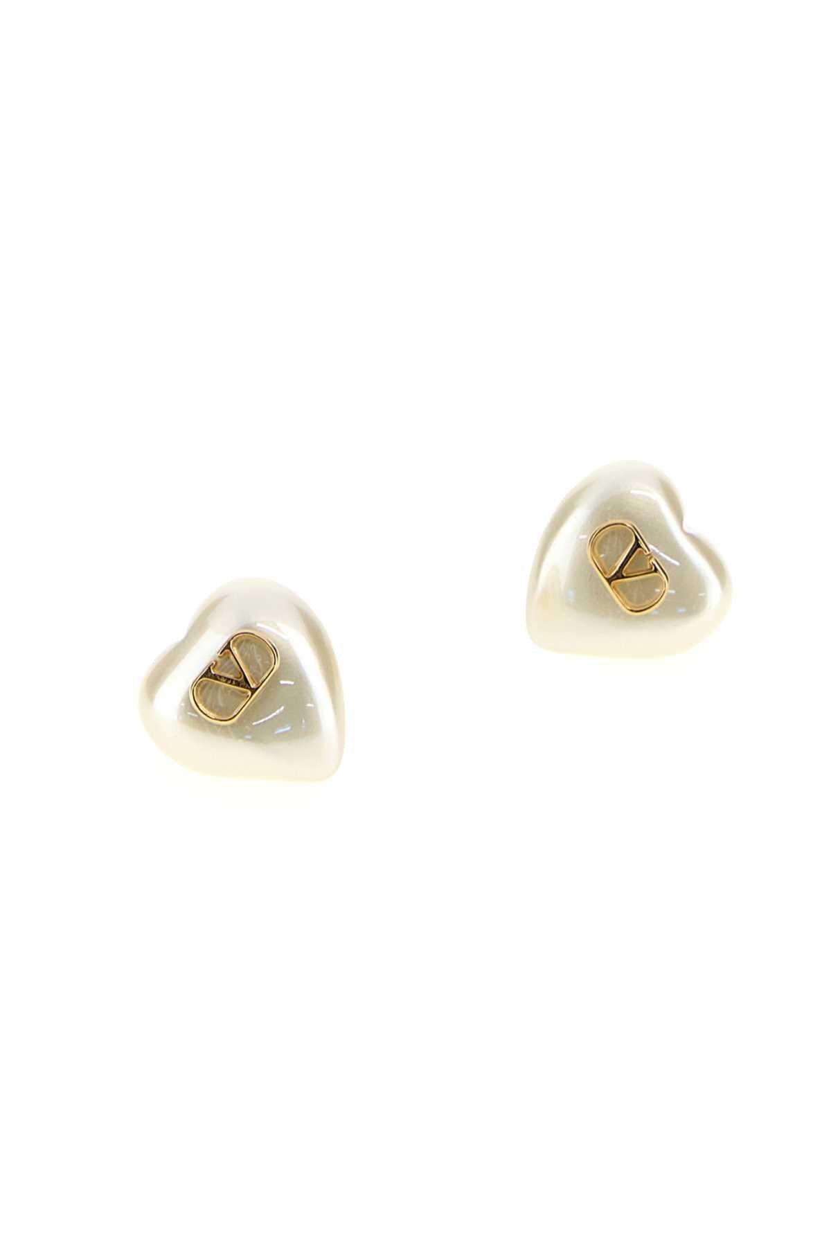 Valentino Garavani Women White Metal Coeur Royal Earrings VALENTINO GARAVANI