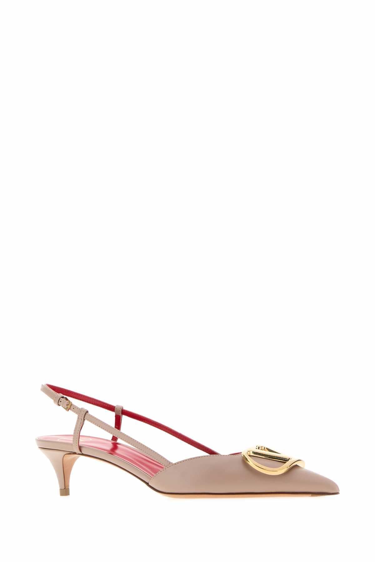 Valentino Garavani Women Antiqued Pink Leather Vlogo Signature Pumps VALENTINO GARAVANI