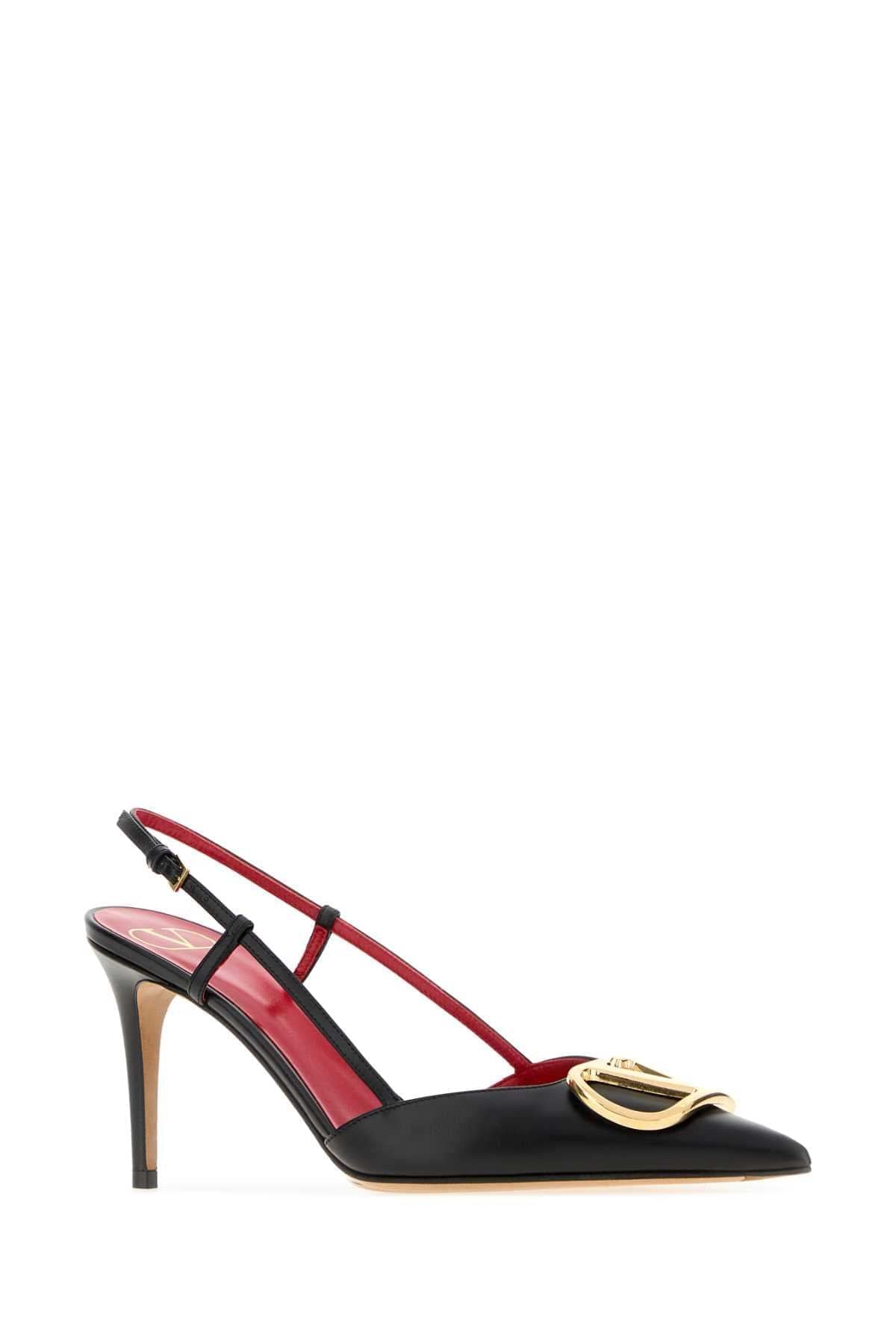 Valentino Garavani Women Black Leather Vlogo Signature Pumps VALENTINO GARAVANI