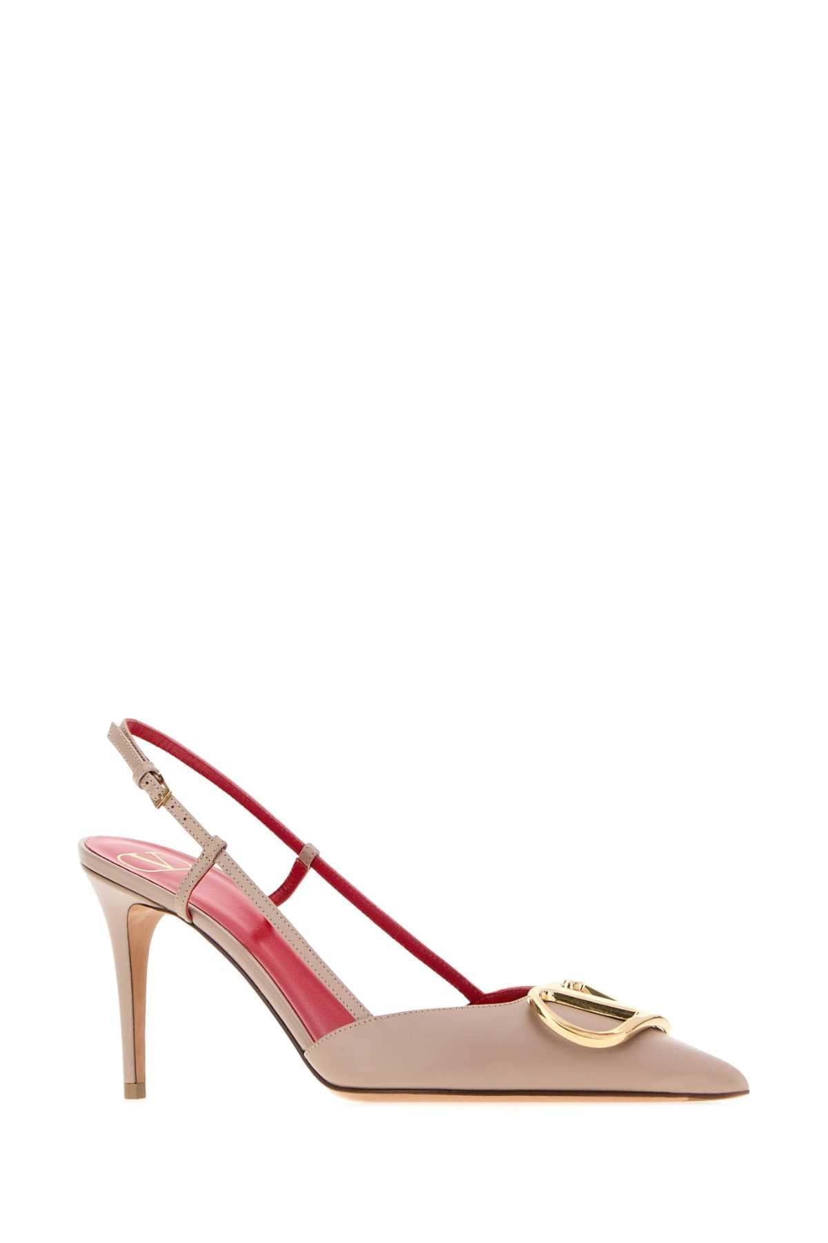 Valentino Garavani Women Antiqued Pink Leather Vlogo Signature Pumps VALENTINO GARAVANI