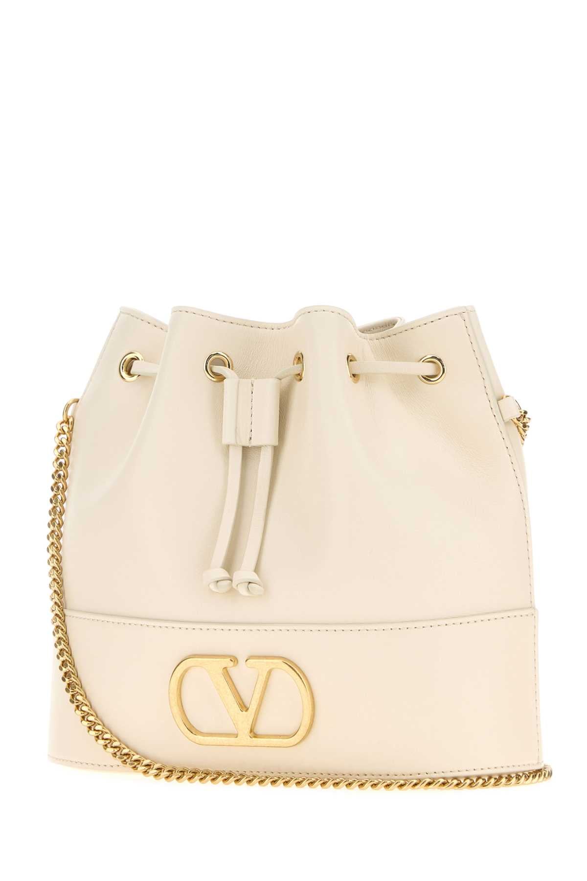 Valentino Garavani Women Ivory Leather Vlogo Signature Bucket Bag VALENTINO GARAVANI