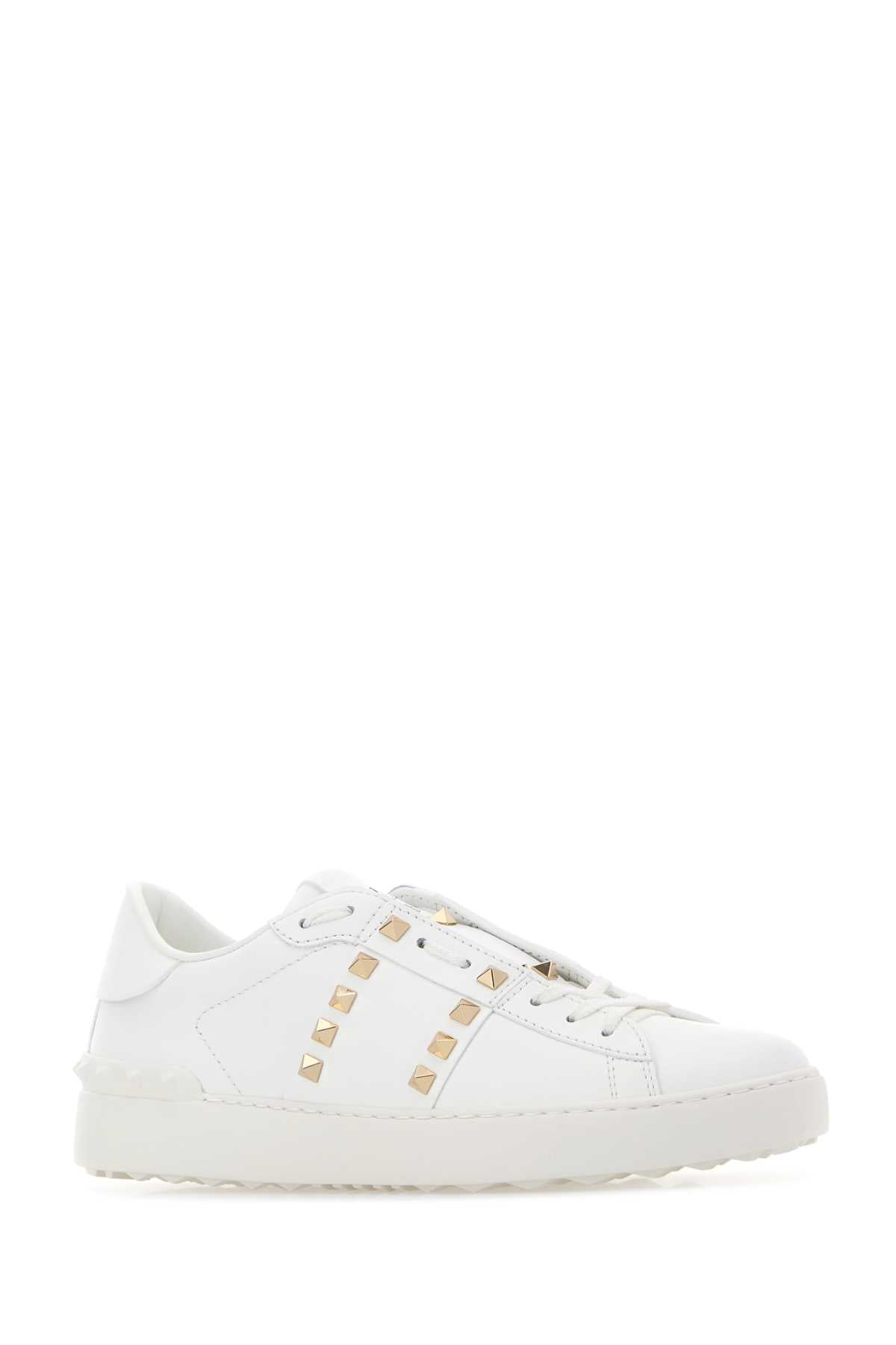 Valentino Garavani Women White Leather Rockstud Untitled Sneakers VALENTINO GARAVANI