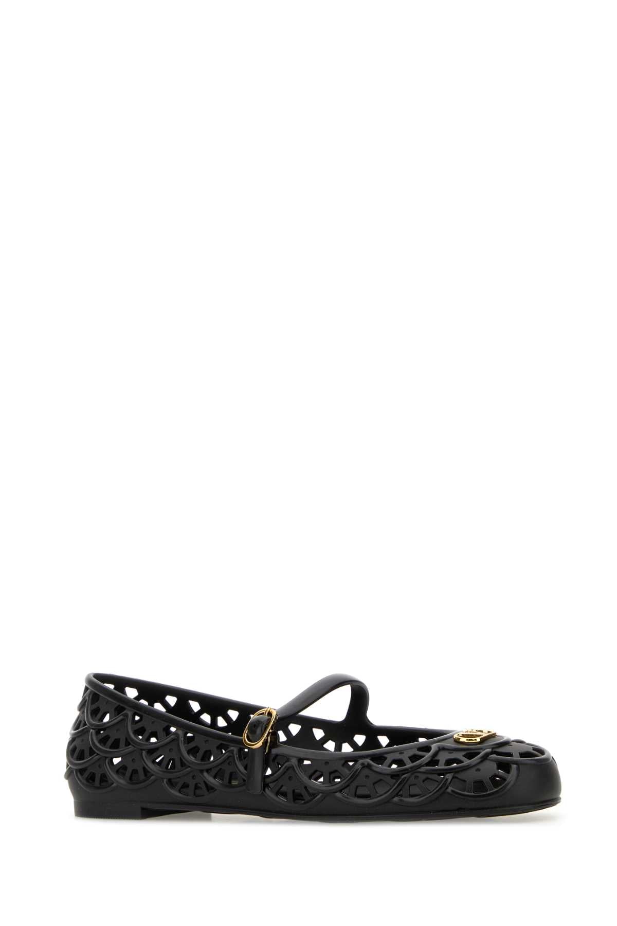 Valentino Garavani Women Black Rubber Vlogo Signature Ballerinas VALENTINO GARAVANI