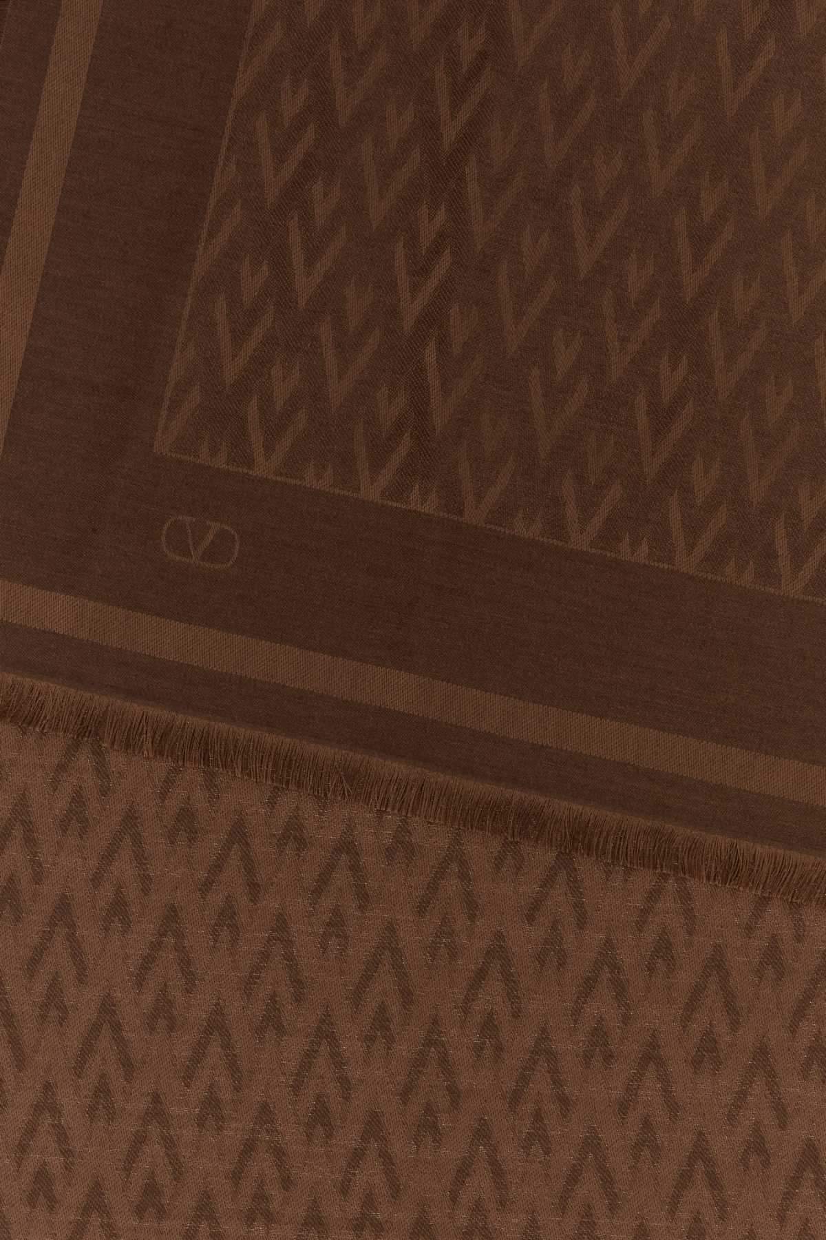 Valentino Garavani Women Brown Silk Blend Toute La V Scarf VALENTINO GARAVANI