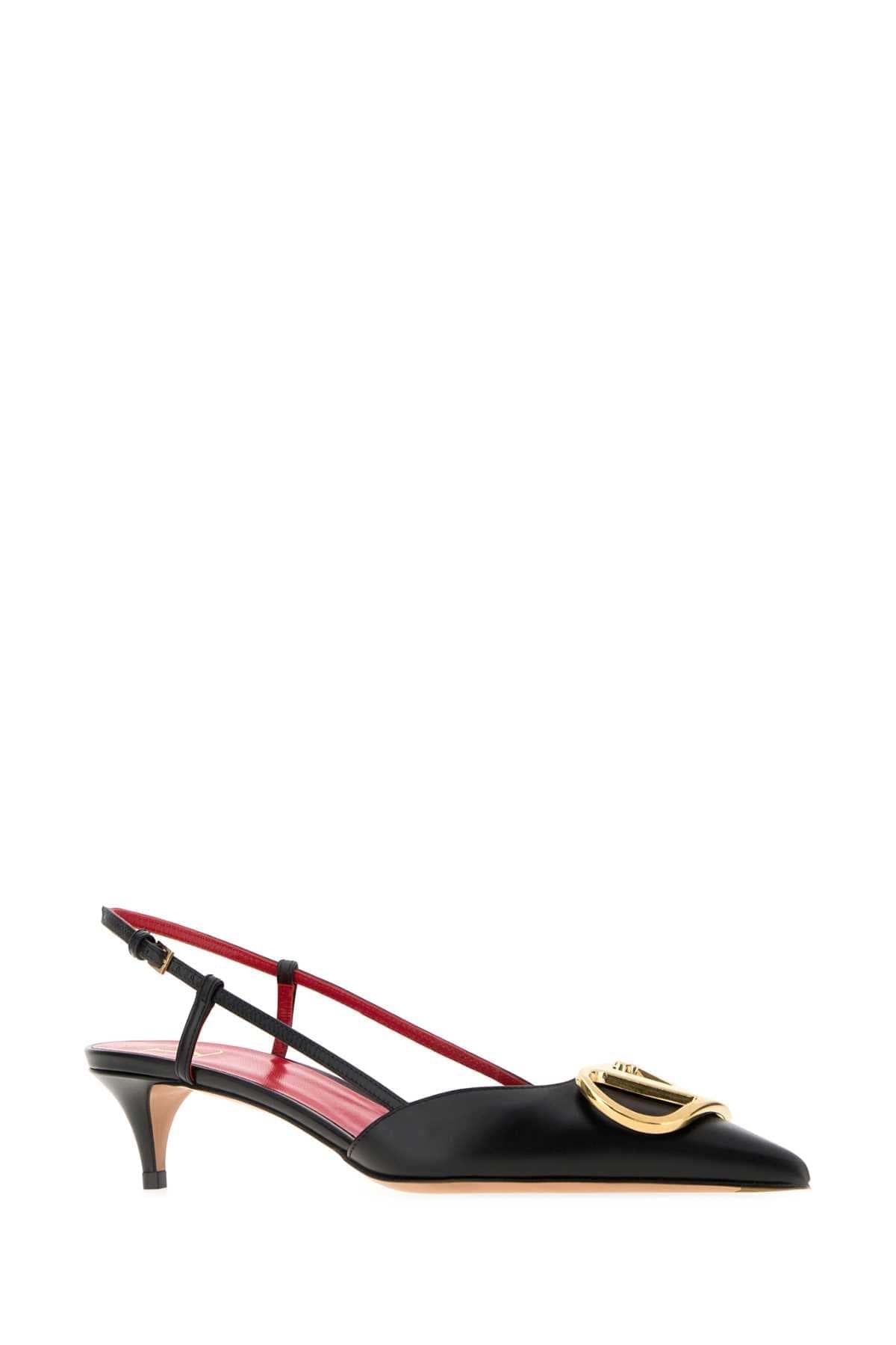 Valentino Garavani Women Black Leather Vlogo Signature Pumps VALENTINO GARAVANI