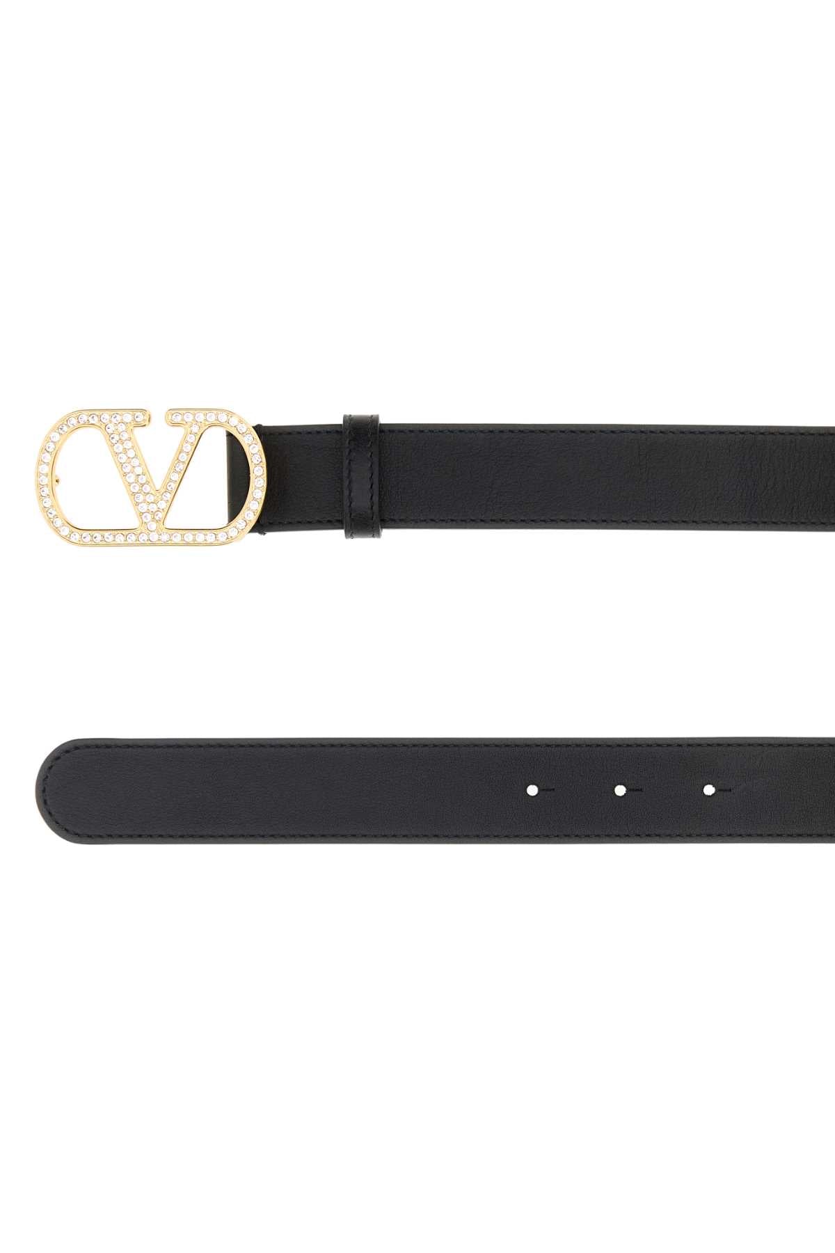 Valentino Garavani Women Black Leather Vlogo Signature Belt VALENTINO GARAVANI