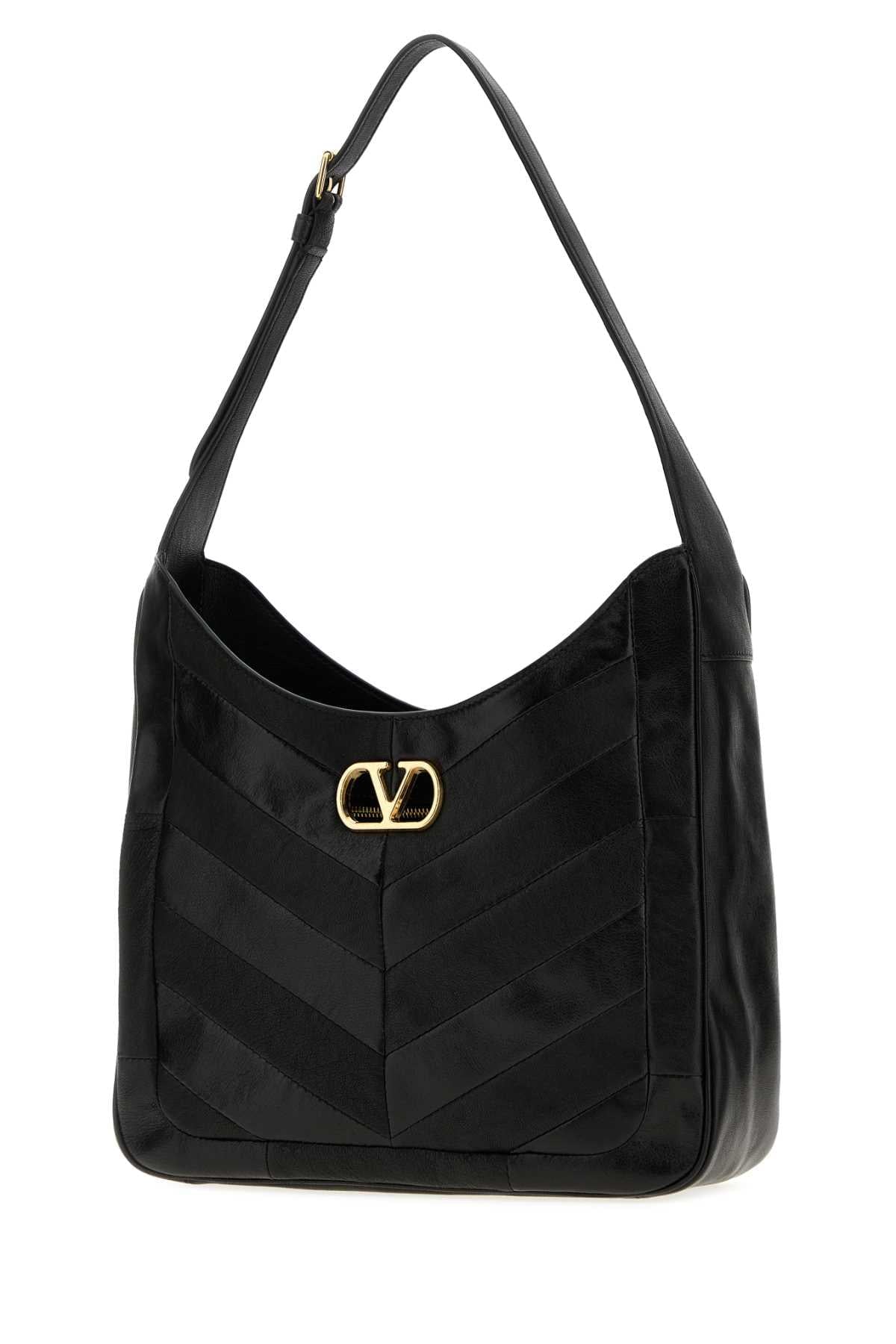 Valentino Garavani Women Black Leather Vlogo Signature Shoulder Bag VALENTINO GARAVANI