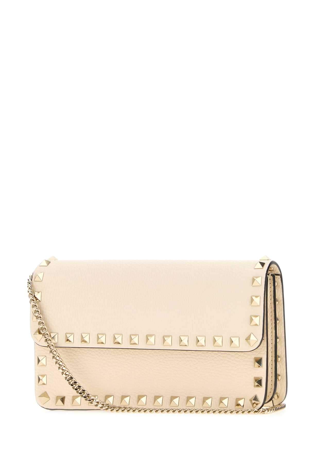 Valentino Garavani Women Ivory Leather Rockstud Clutch VALENTINO GARAVANI