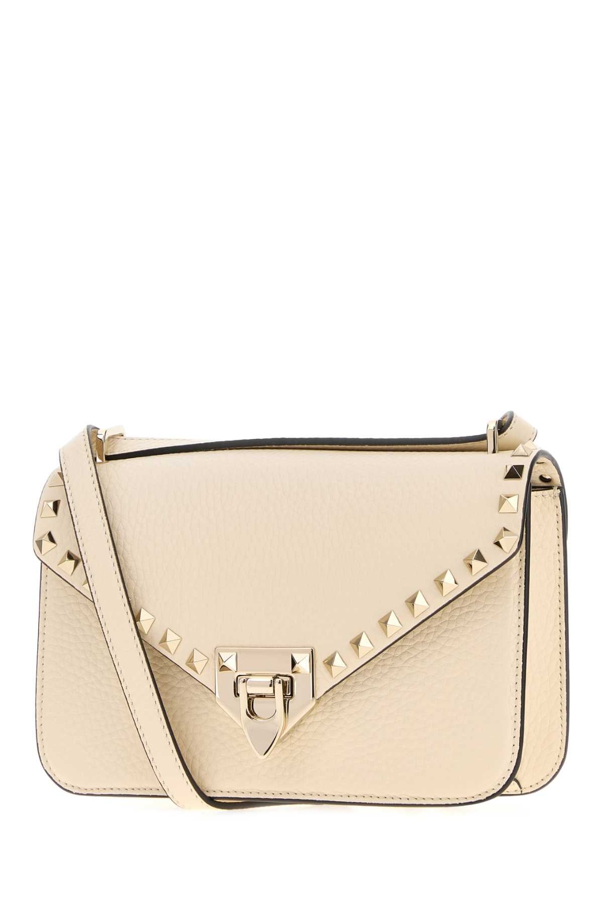 Valentino Garavani Women Ivory Leather Rockstud Crossbody Bag VALENTINO GARAVANI