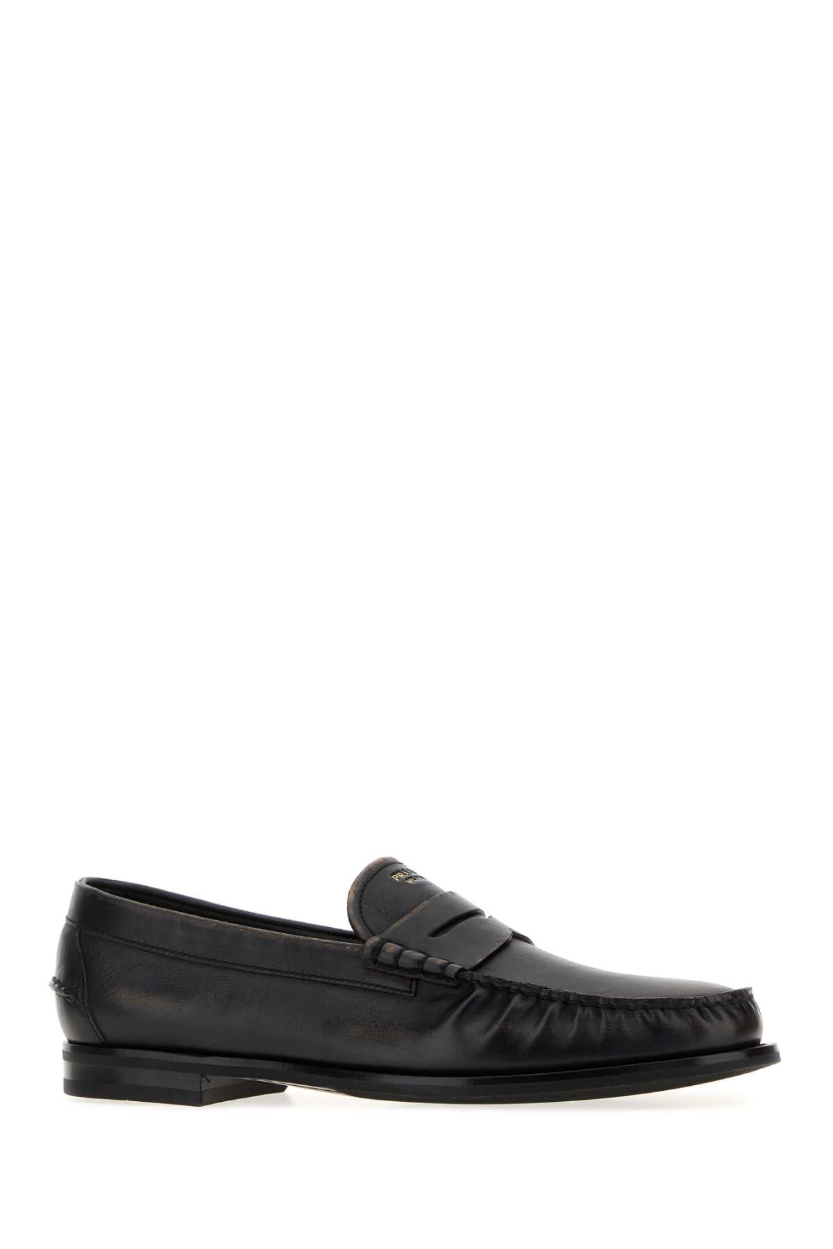Prada Men Black Leather Loafers PRADA