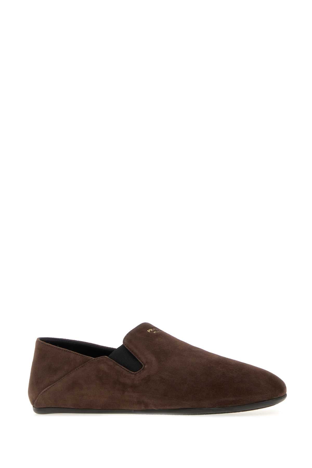 Prada Men Chocolate Suede Loafers PRADA