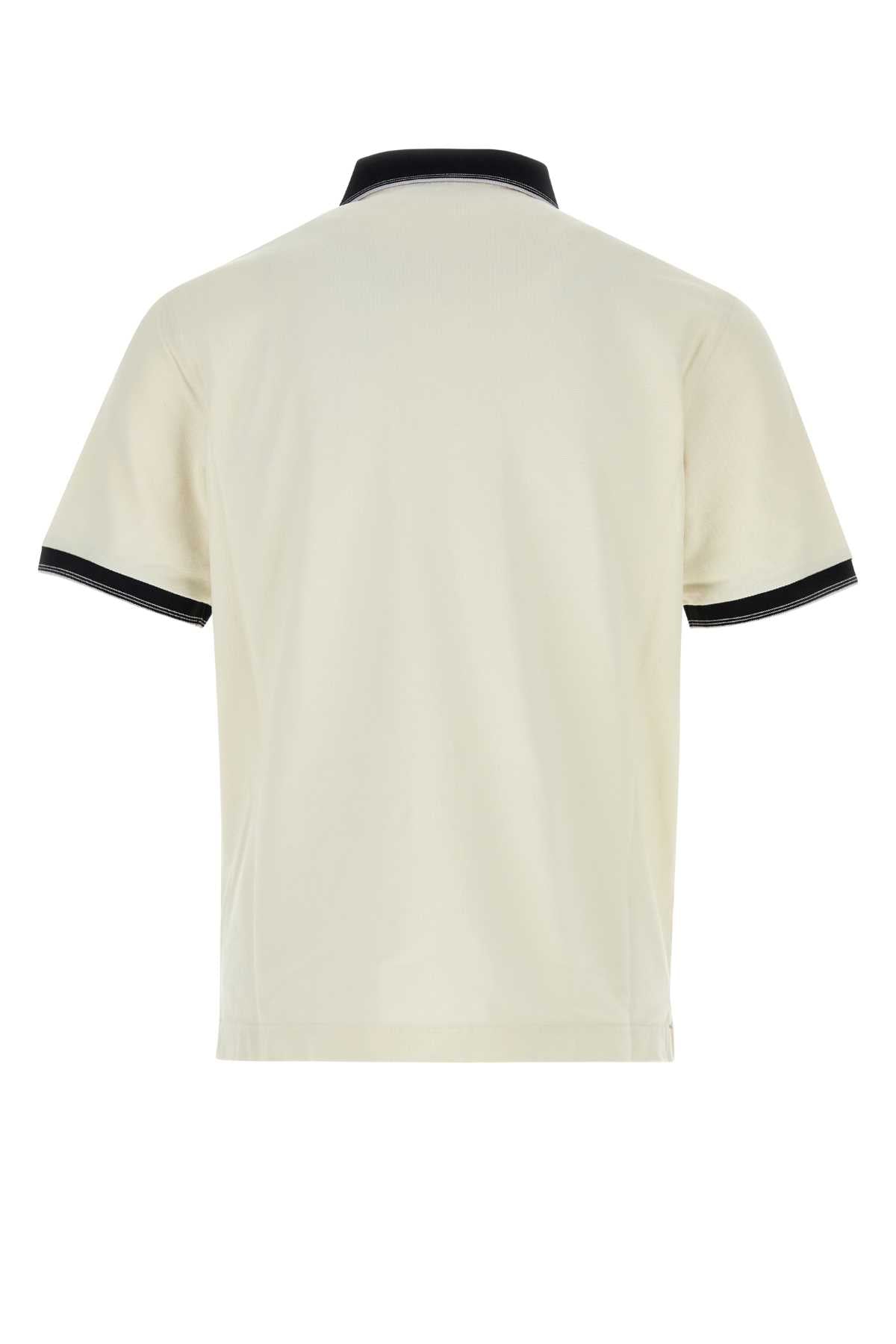 Prada Men Ivory Piquet Polo Shirt PRADA