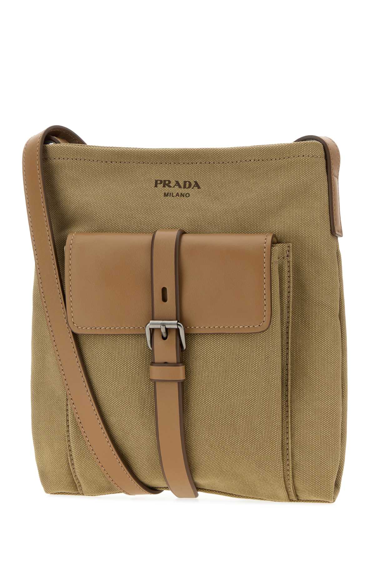 Prada Men Khaki Canvas Prada Route Crossbody Bag