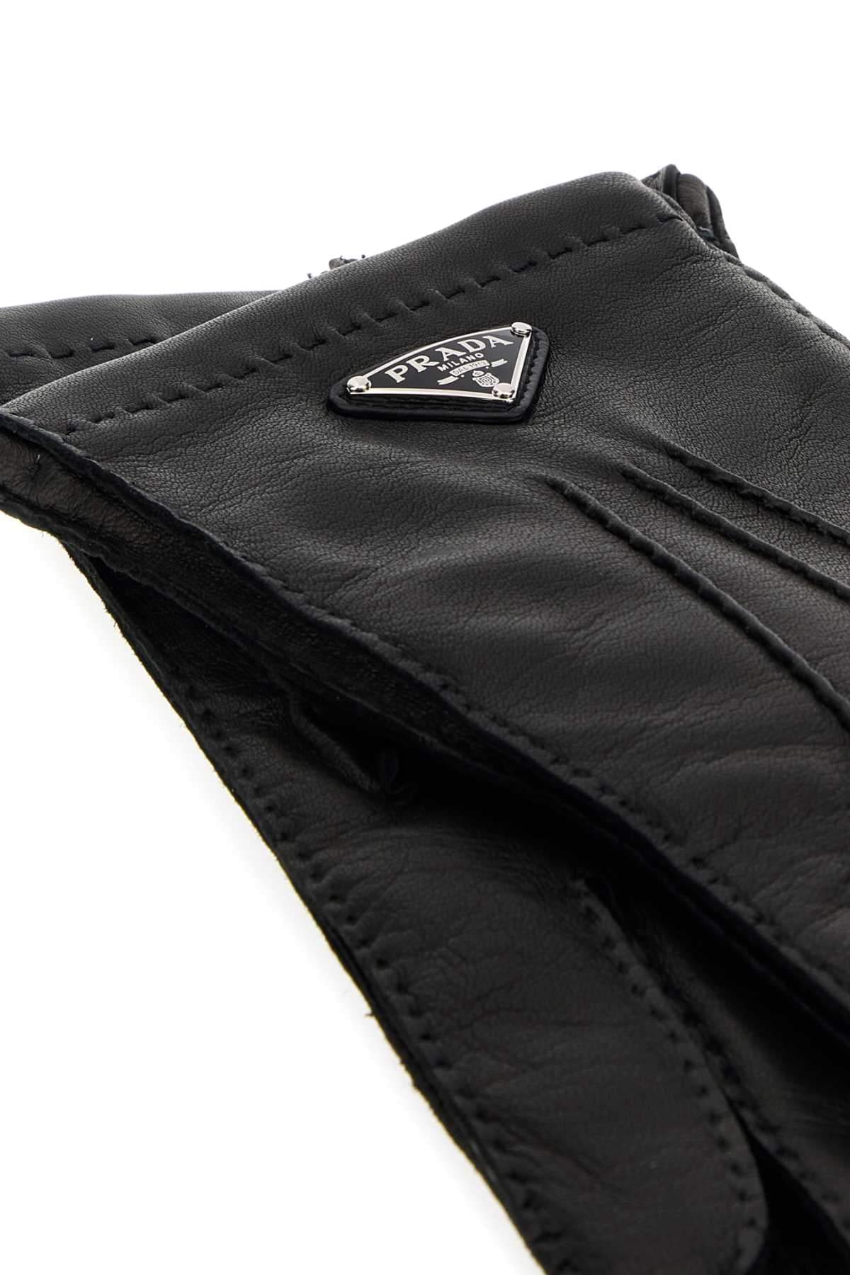 Prada Men Black Nappa Leather Gloves PRADA