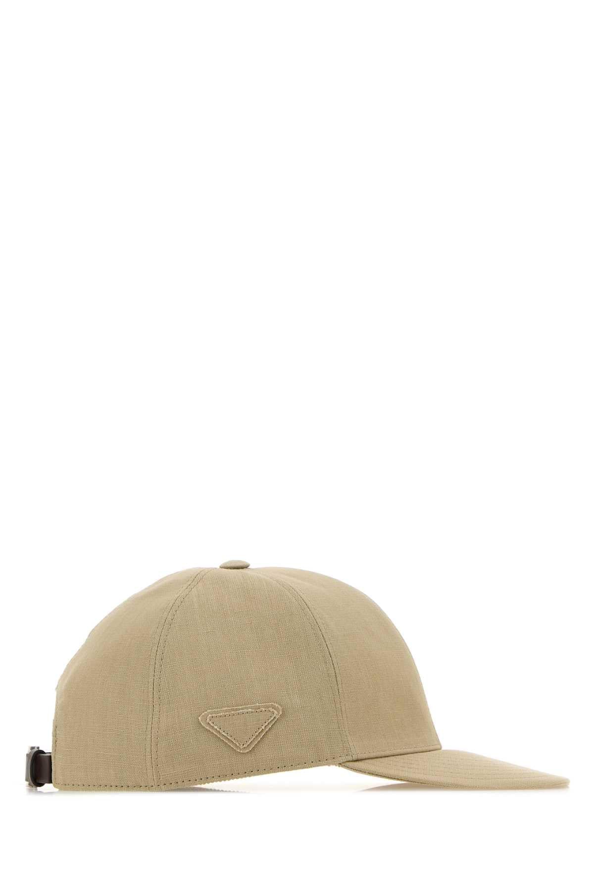Prada Men Sand Linen Baseball Cap PRADA