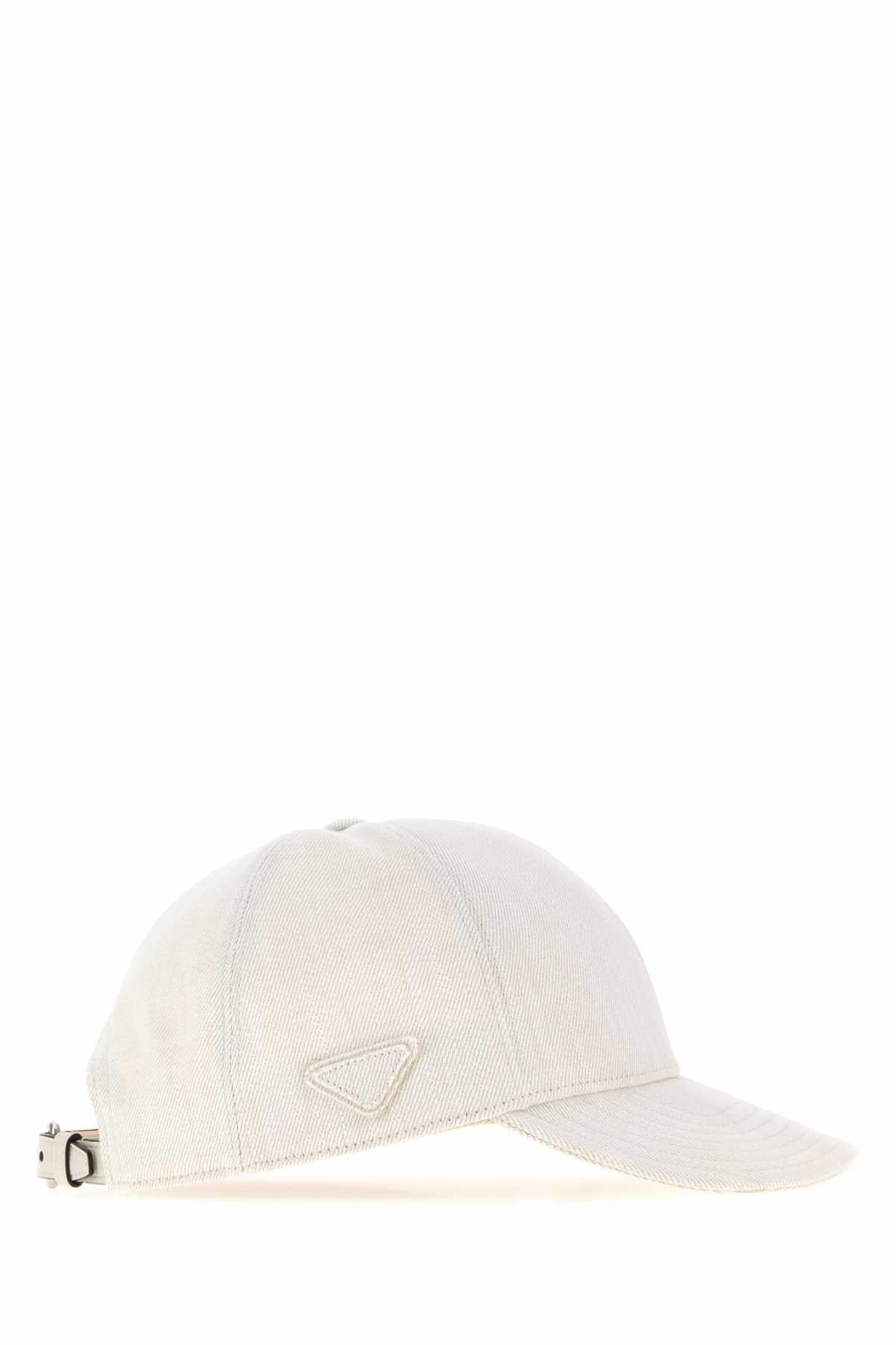 Prada Men Chalk Denim Baseball Cap PRADA