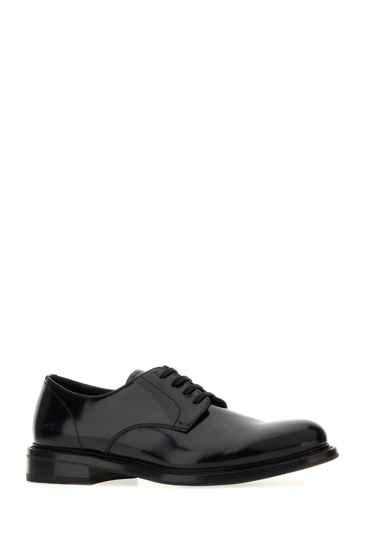 Prada Men Black Leather Lace-Up Shoes PRADA