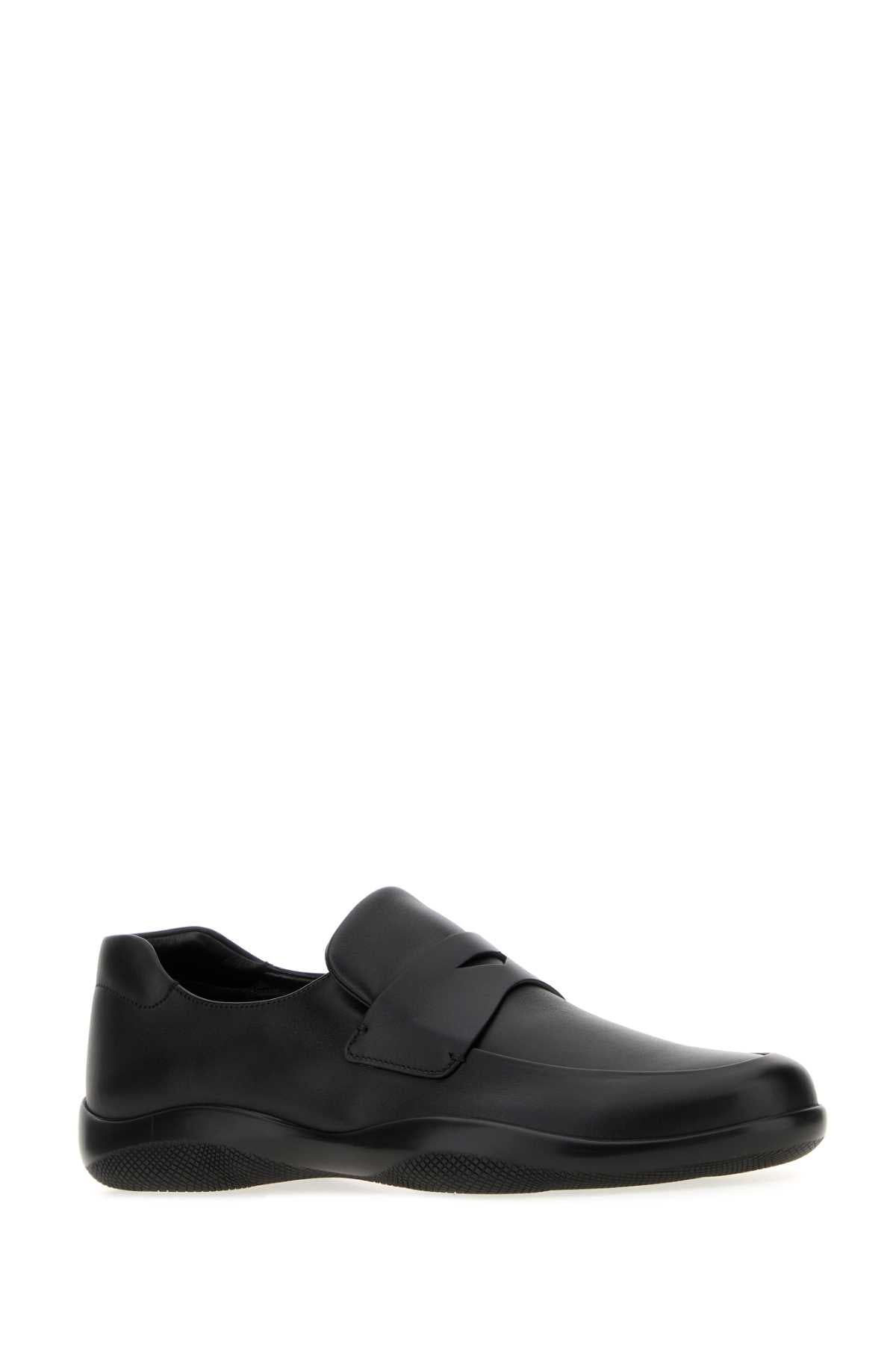 Prada Men Black Leather Toblach Loafers PRADA