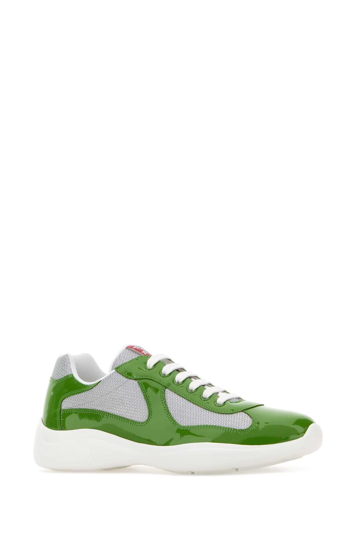 Prada Men Two-Tone Leather And Fabric Prada America S Cup Sneakers PRADA