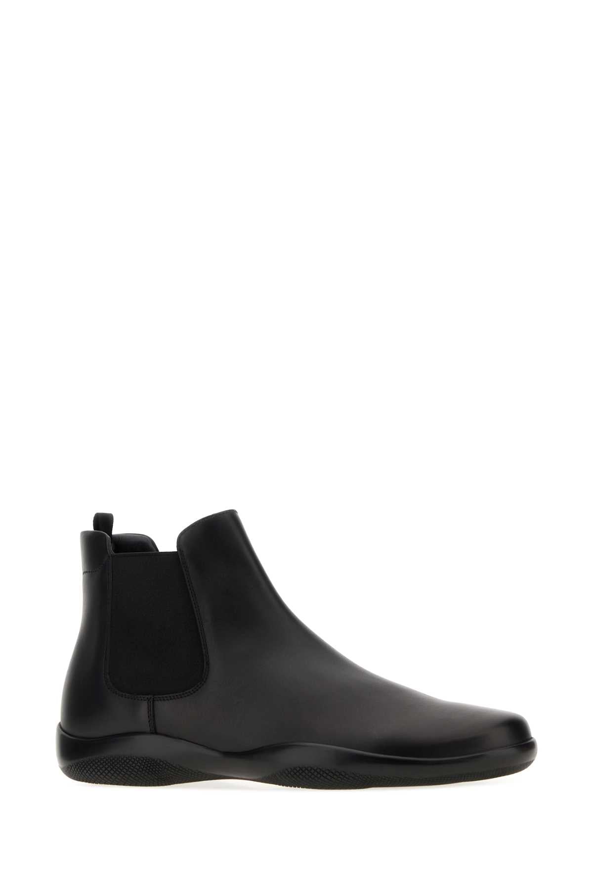 Prada Men Black Leather Ankle Boots PRADA