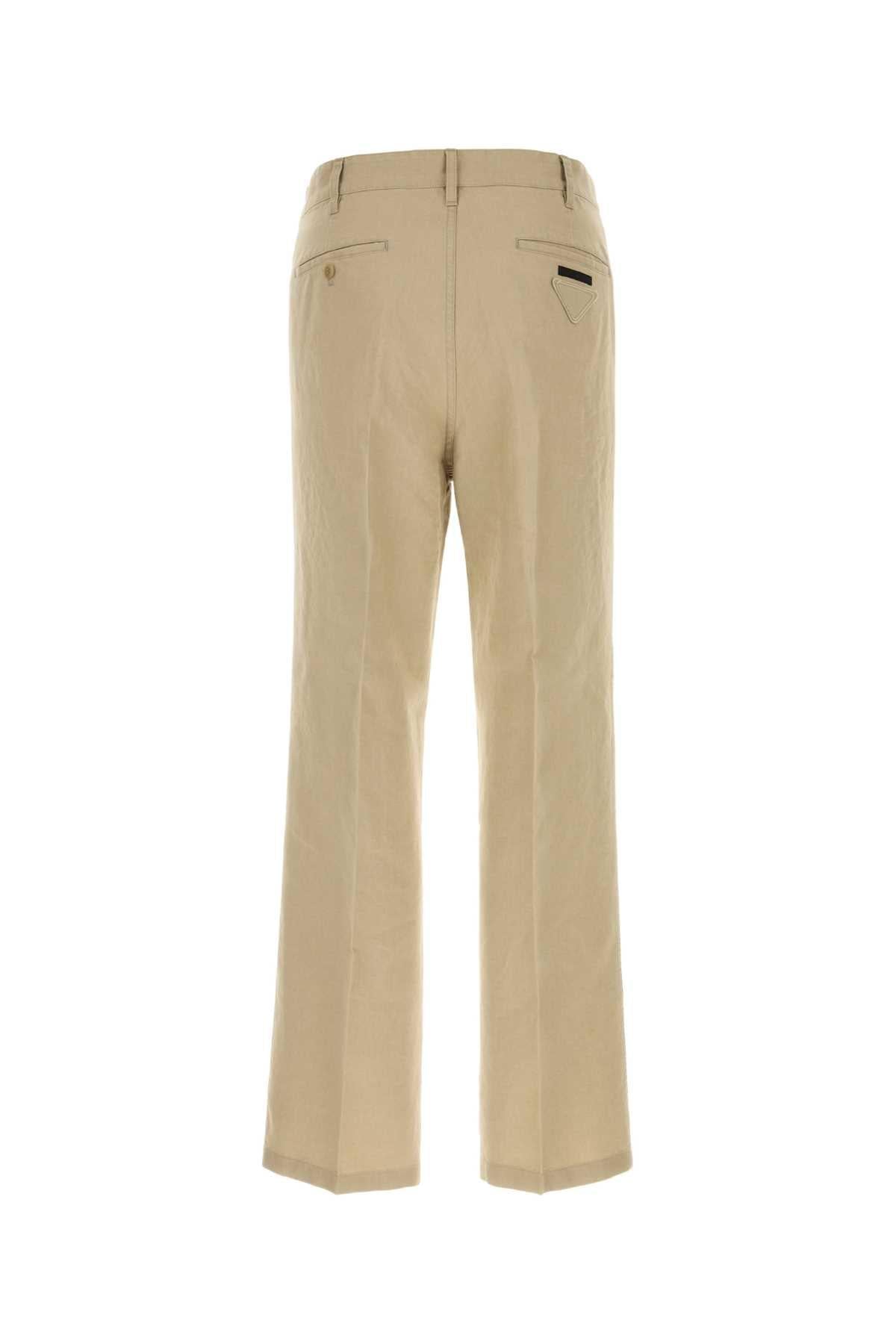 Prada Men Sand Linen Pant PRADA