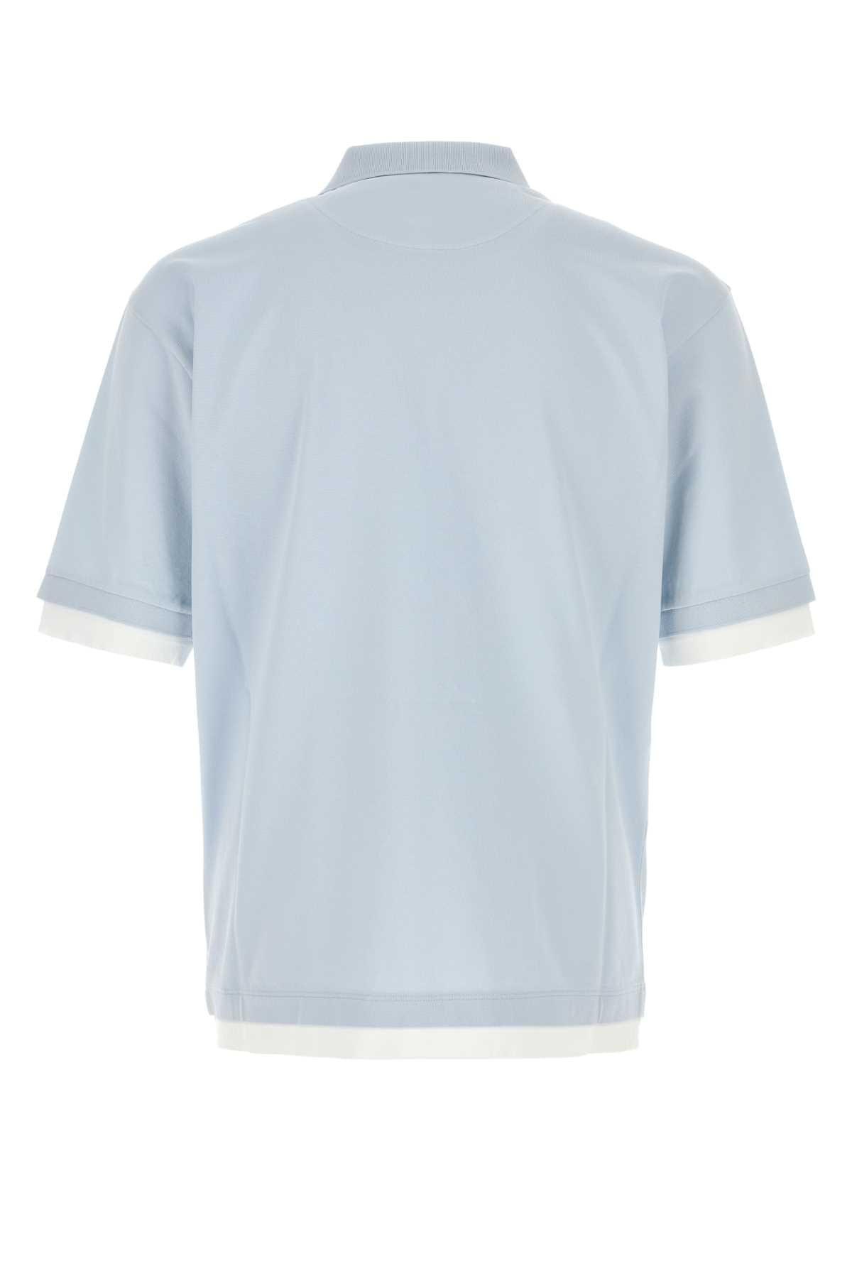 Prada Men Powder Blue Piquet Polo Shirt PRADA
