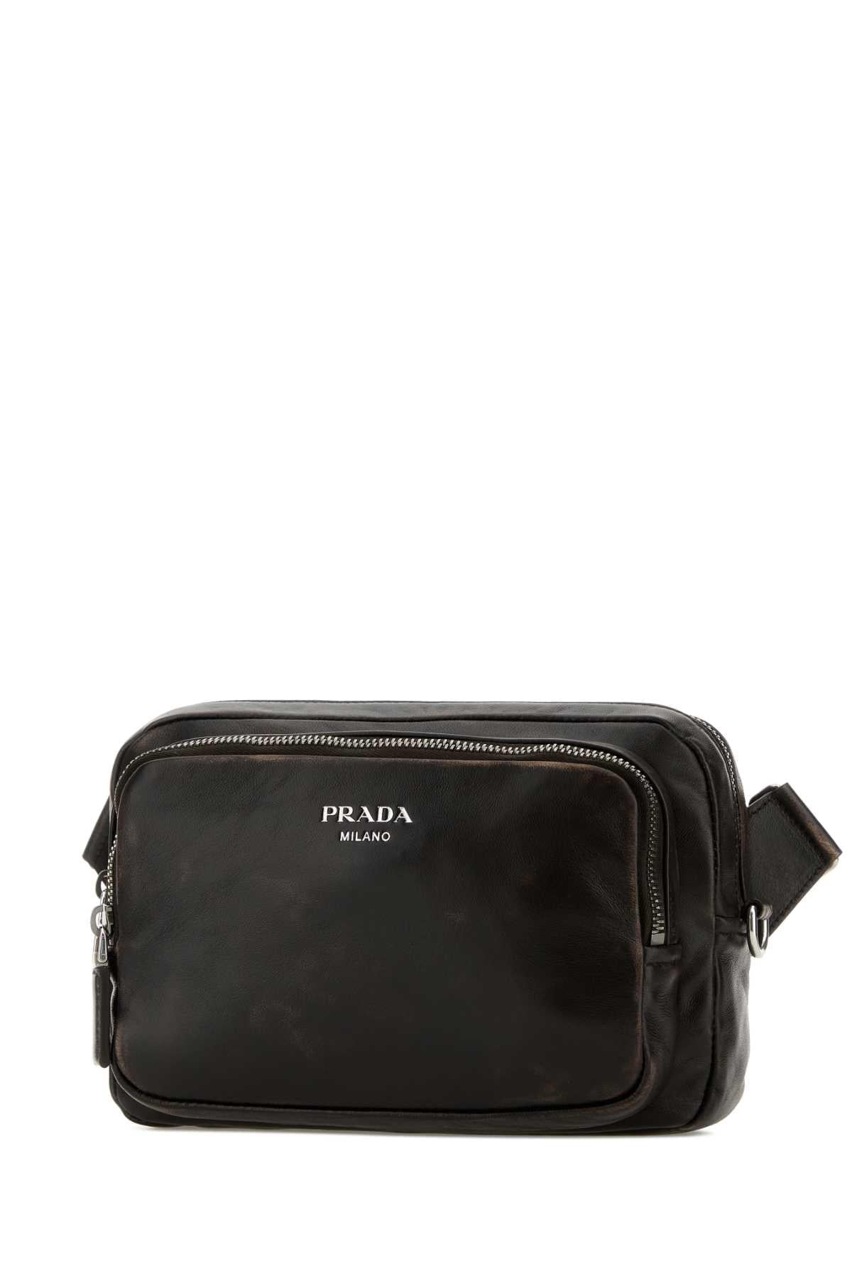 Prada Men Dark Brown Nappa Leather Crossbody Bag PRADA