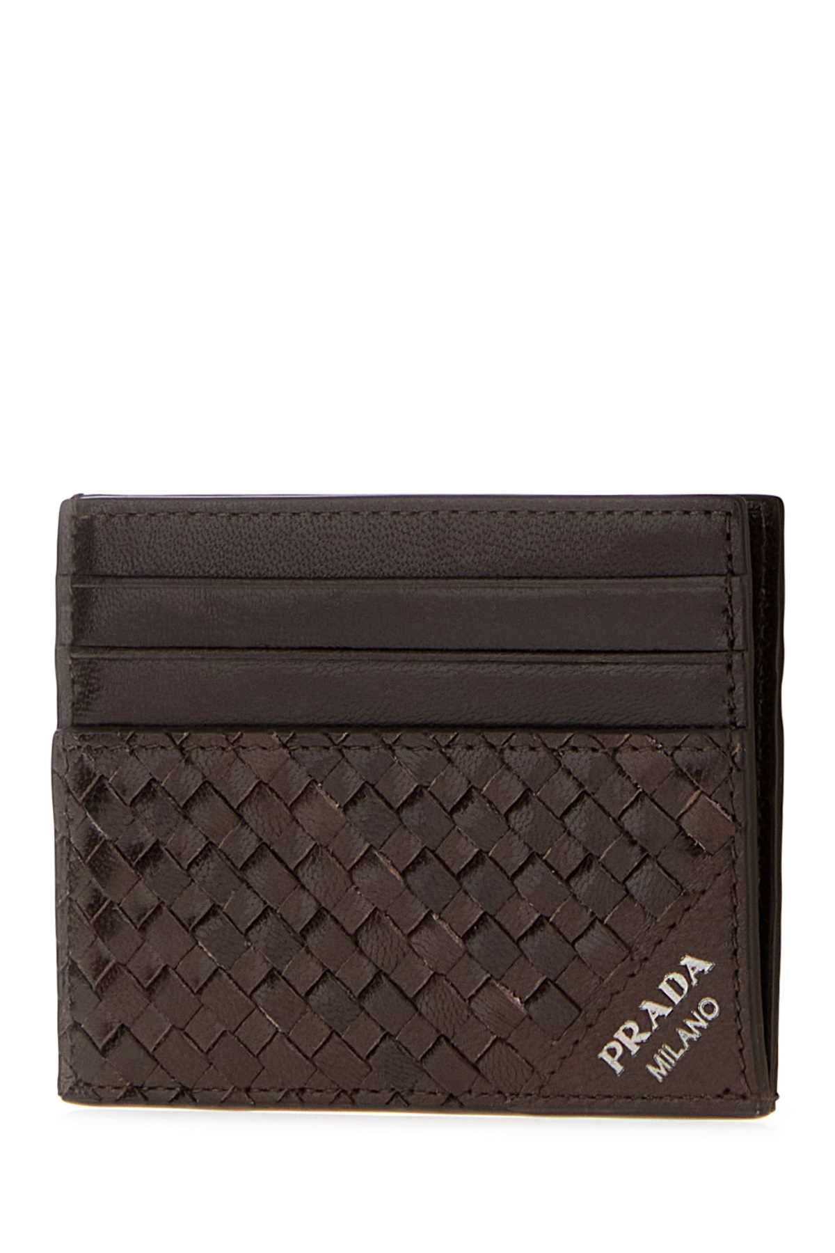 Prada Men Dark Brown Leather Card Holder PRADA