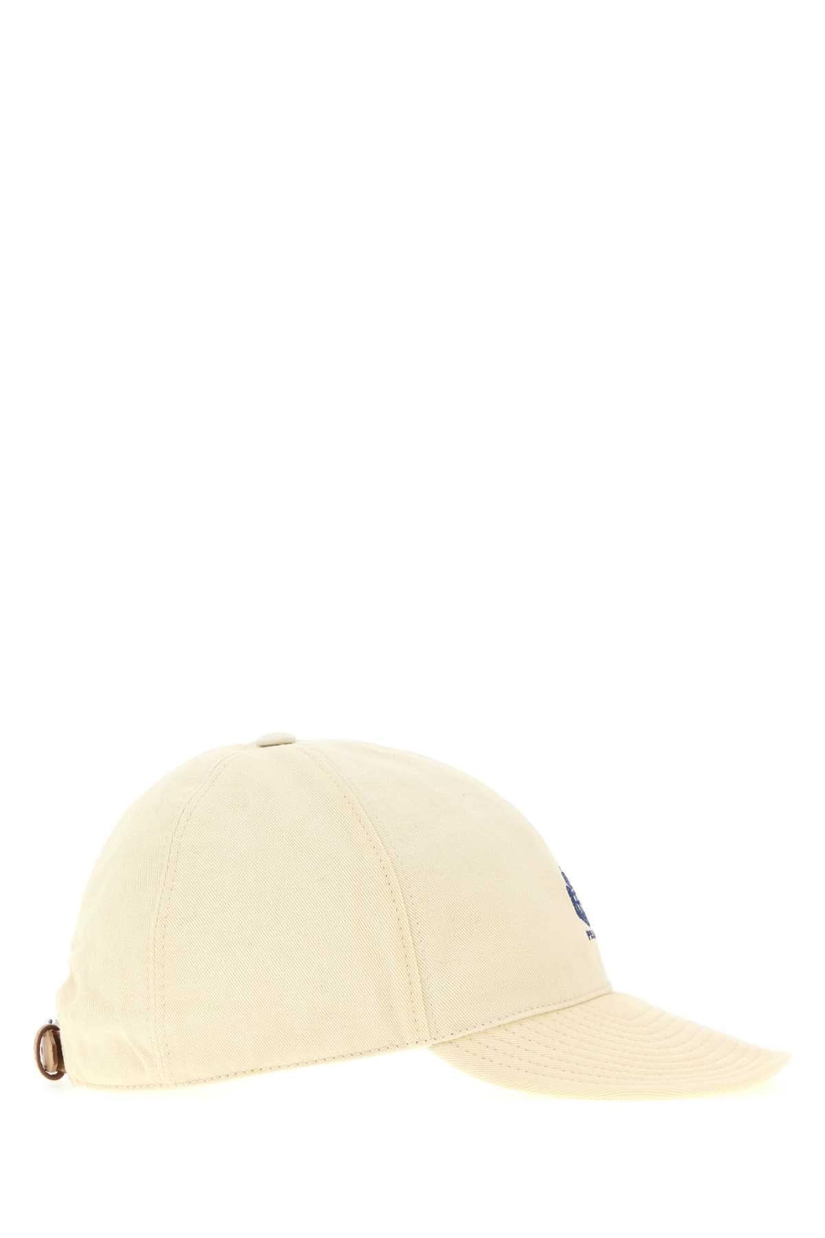 Prada Men Cream Cotton Baseball Cap PRADA