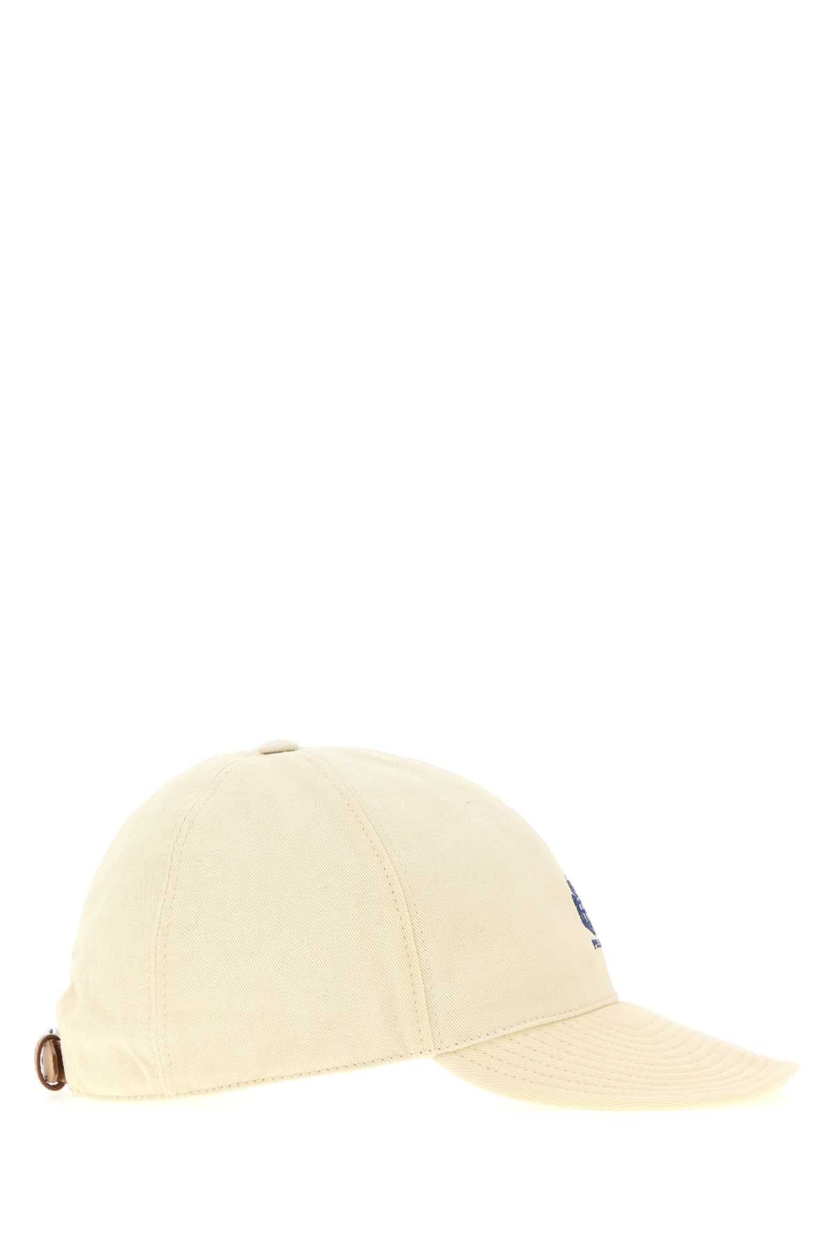 Prada Men Cream Cotton Baseball Cap PRADA