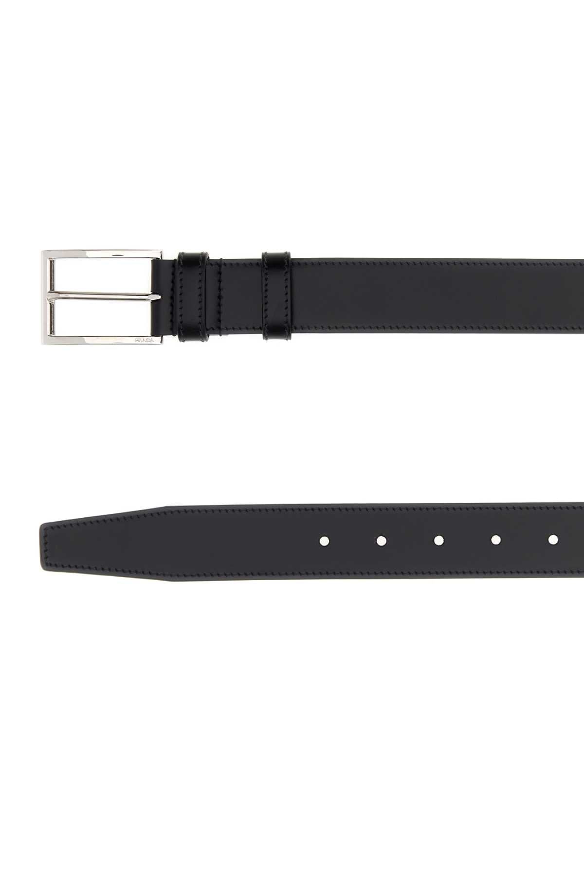 Prada Men Black Leather Belt PRADA