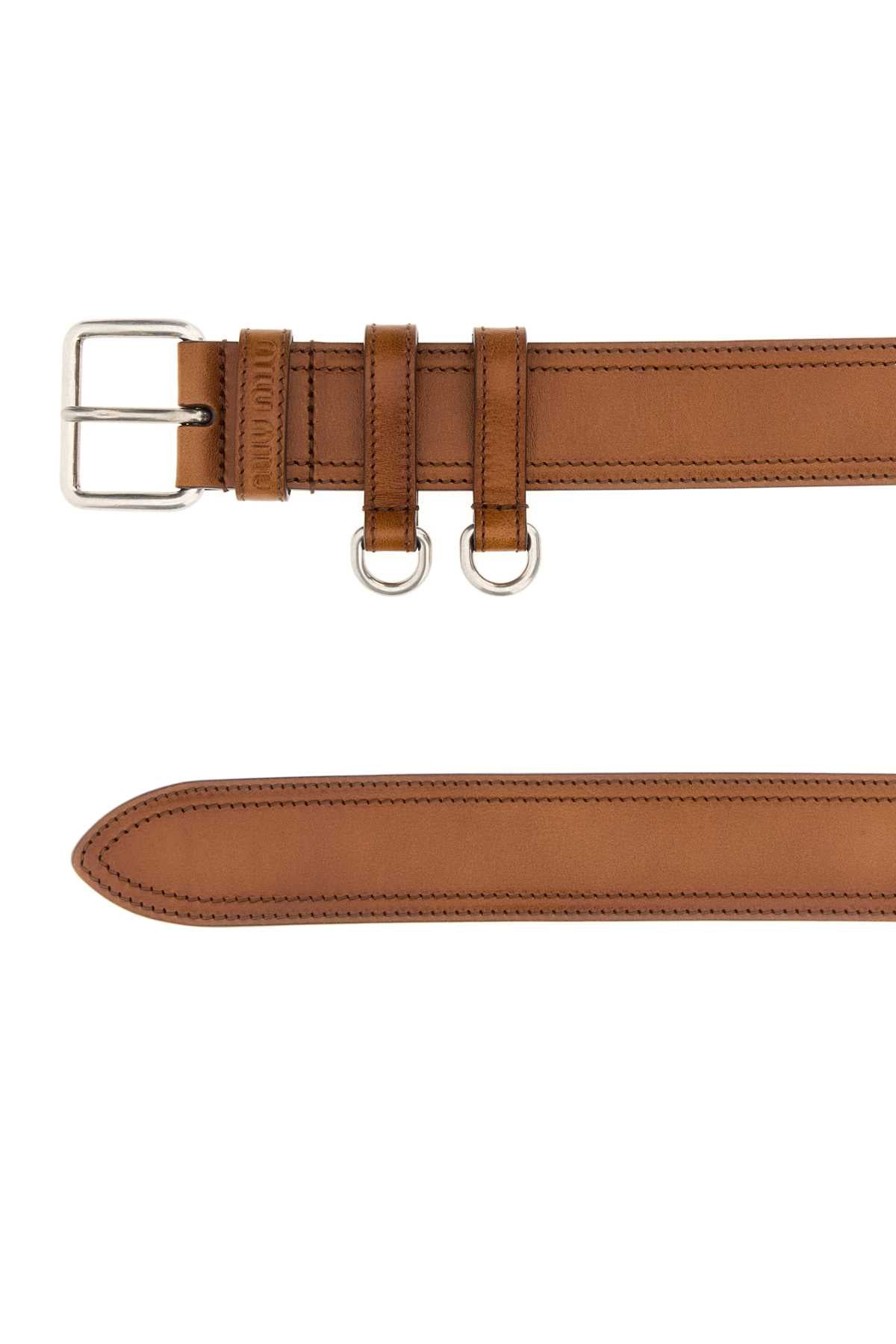 Miu Miu Women Caramel Leather Belt MIU MIU