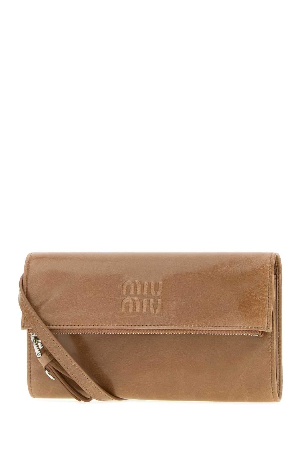 Miu Miu Women Powder Pink Leather Pouch MIU MIU
