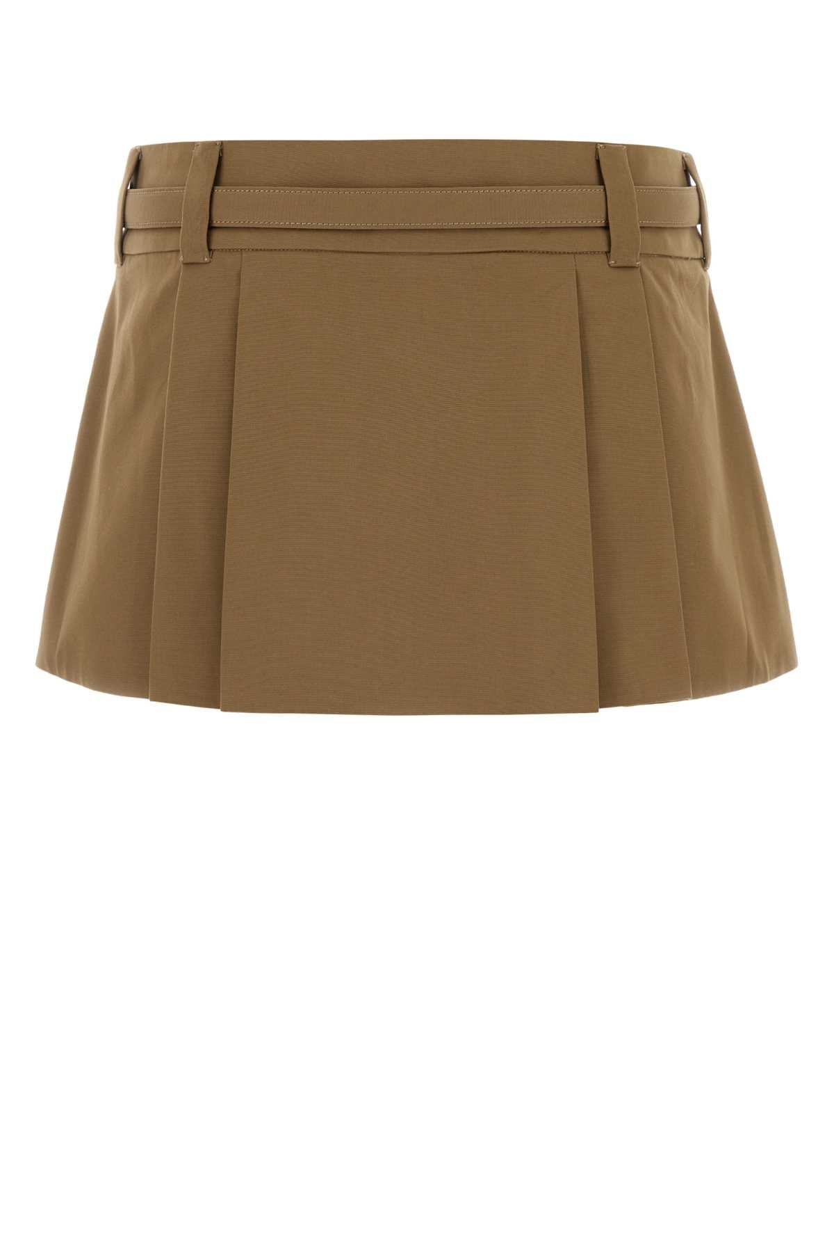 Miu Miu Women Camel Cotton Mini Skirt MIU MIU
