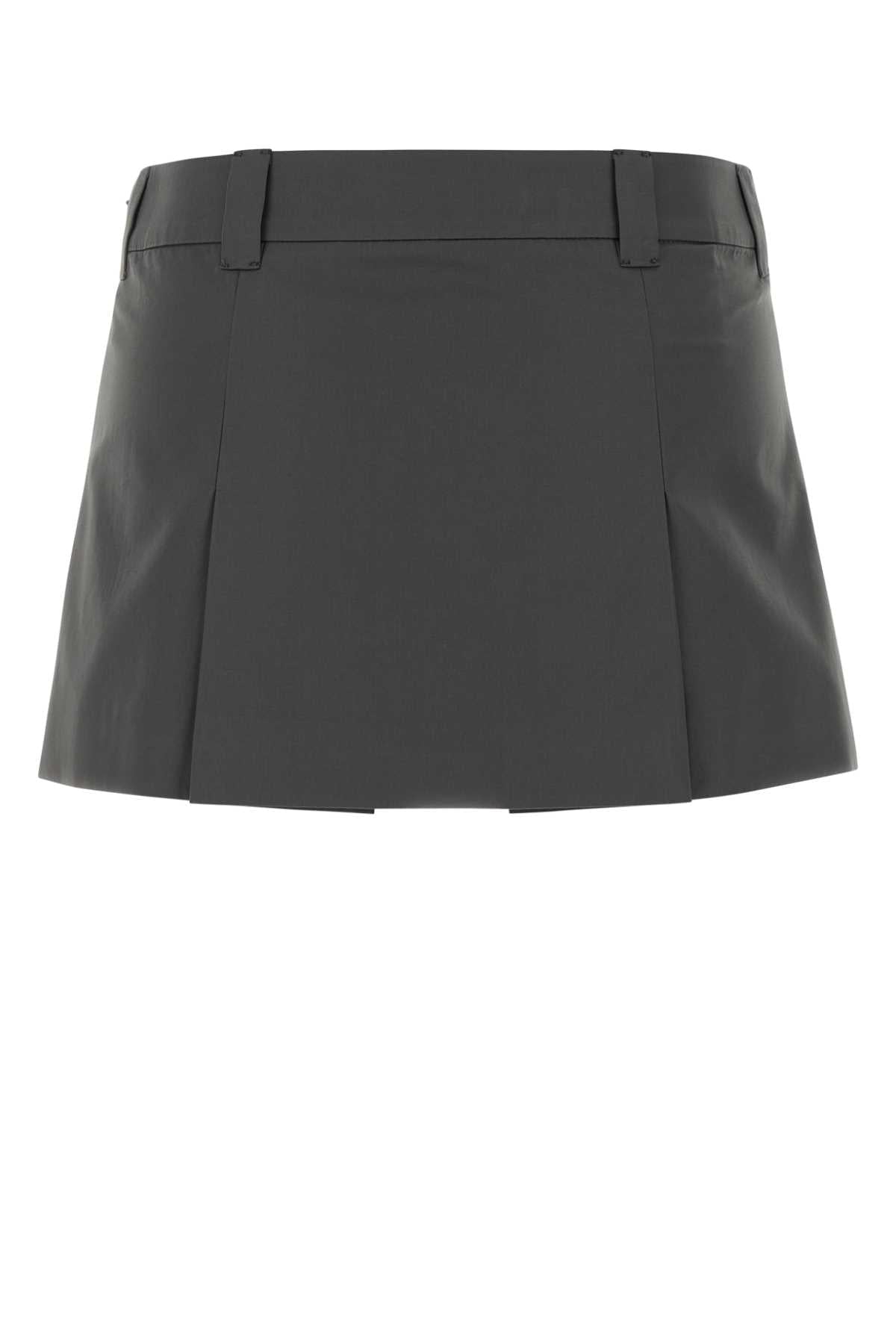 Miu Miu Women Charcoal Poplin Mini Skirt MIU MIU