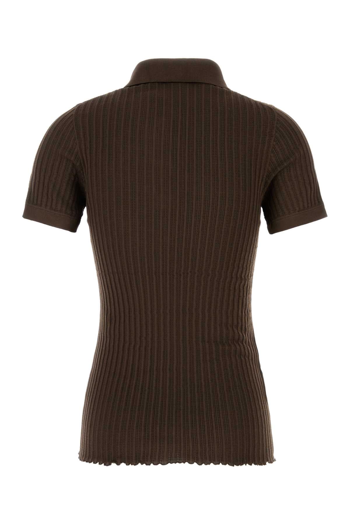 Miu Miu Women Chocolate Stretch Jersey Polo Shirt MIU MIU