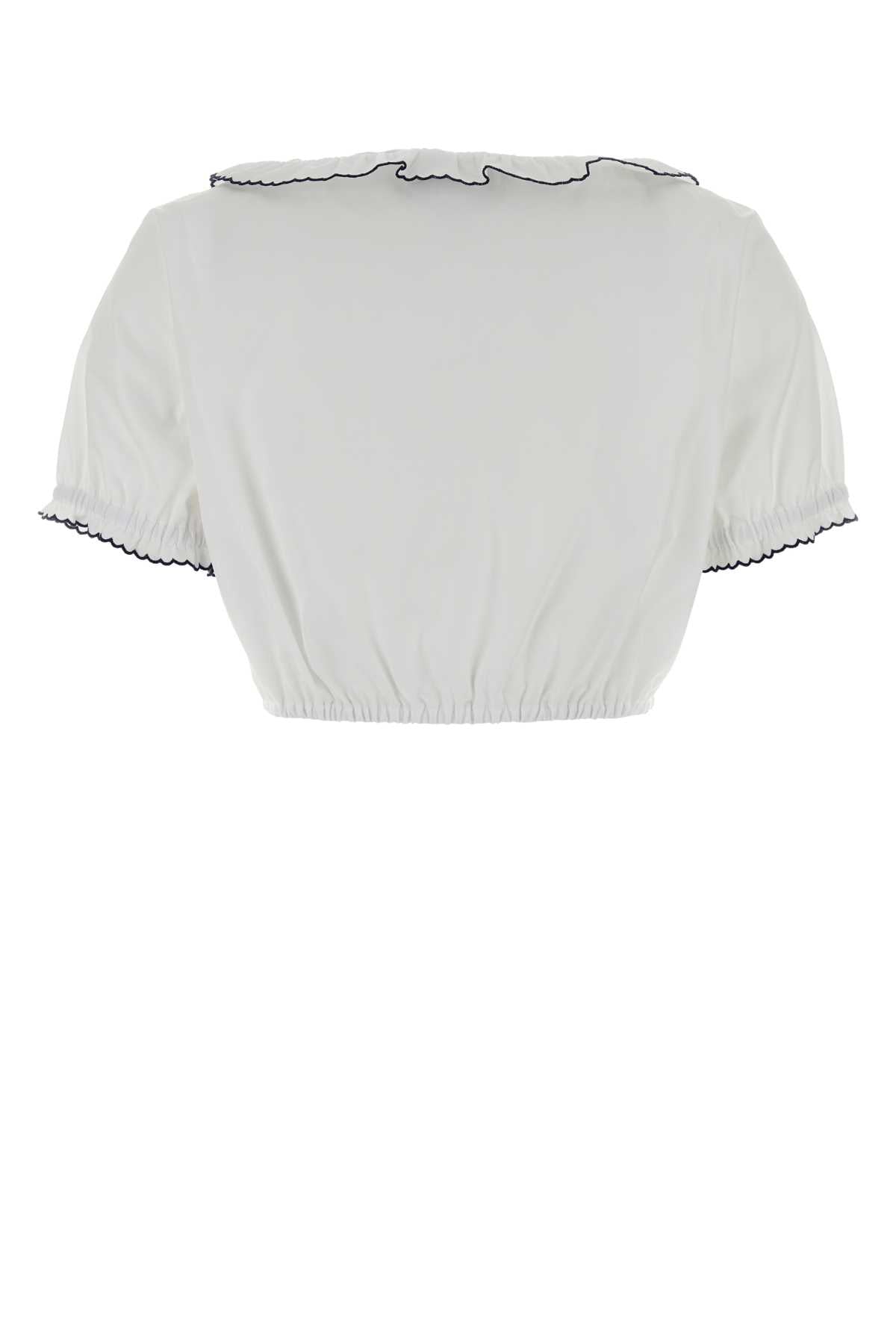 Miu Miu Women White Poplin Top MIU MIU