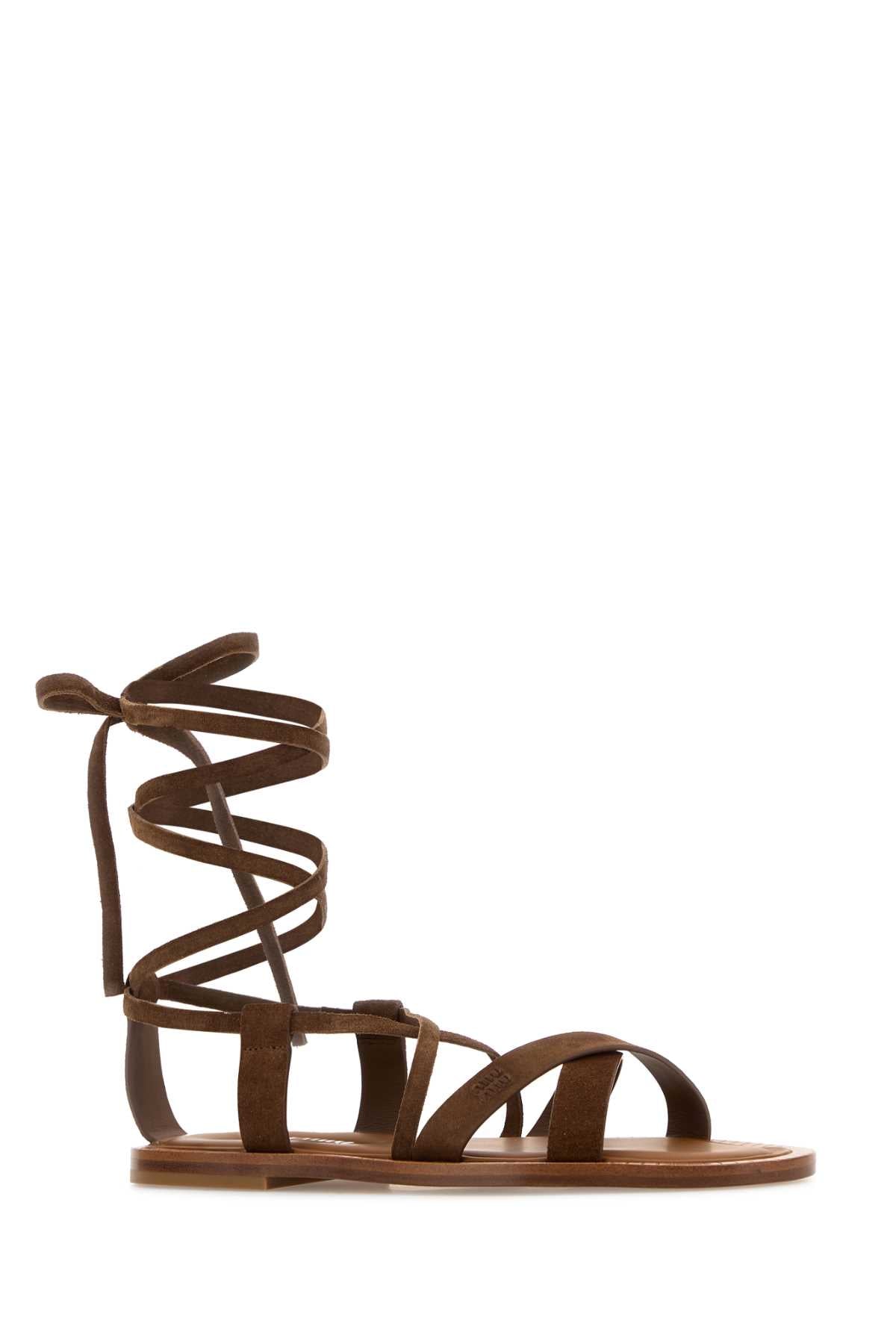 Miu Miu Women Brown Suede Sandals MIU MIU