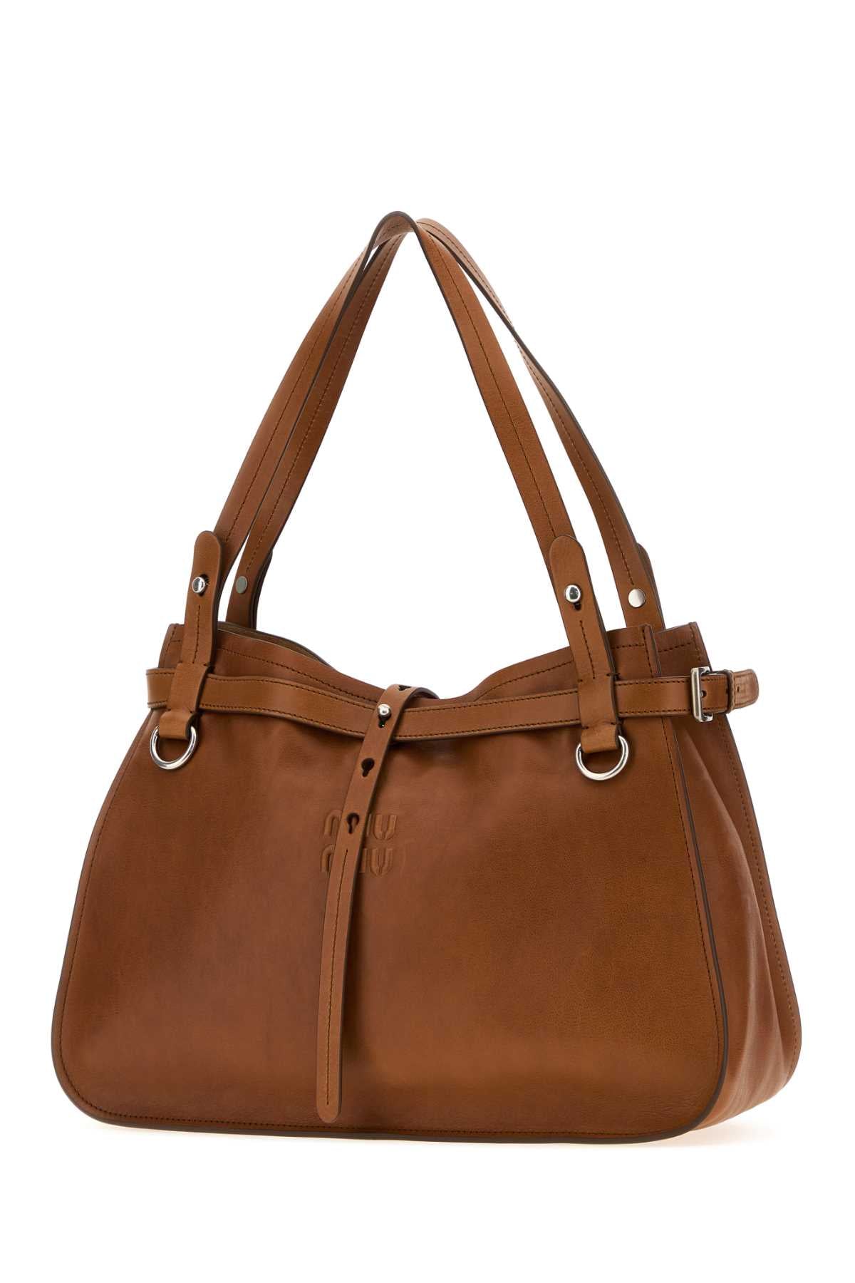 Miu Miu Women Caramel Leather Shopping Bag MIU MIU