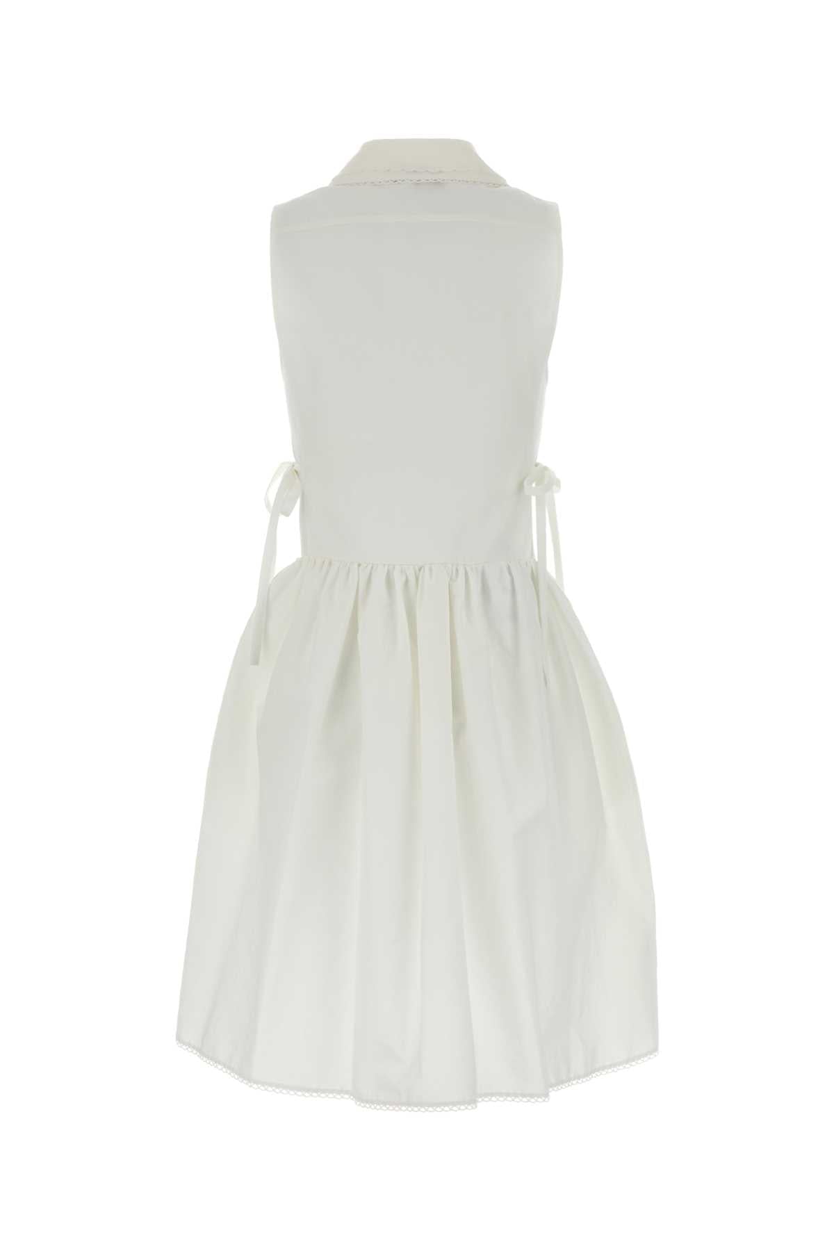 Miu Miu Women White Cotton Blend Mini Dress MIU MIU