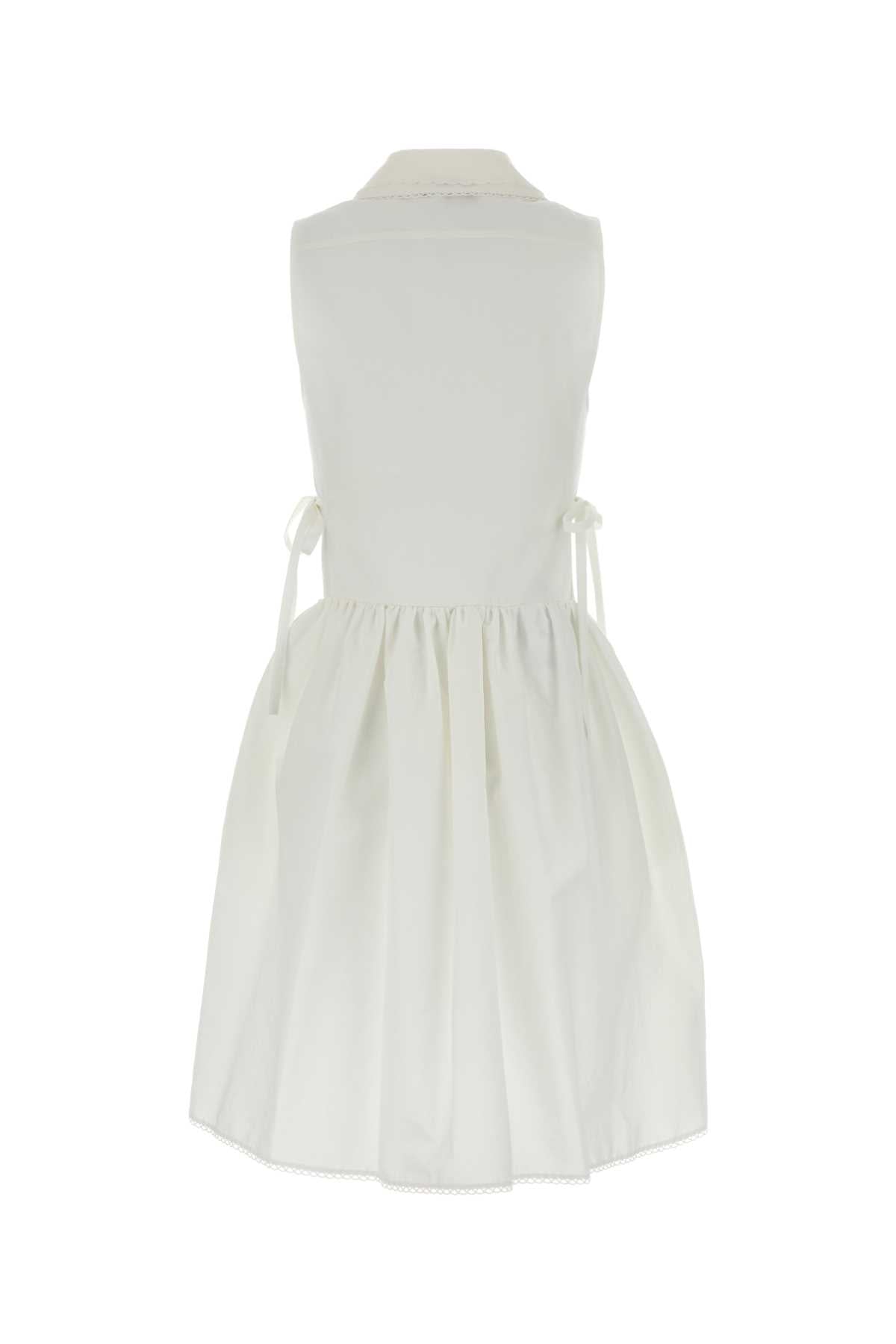 Miu Miu Women White Cotton Blend Mini Dress MIU MIU
