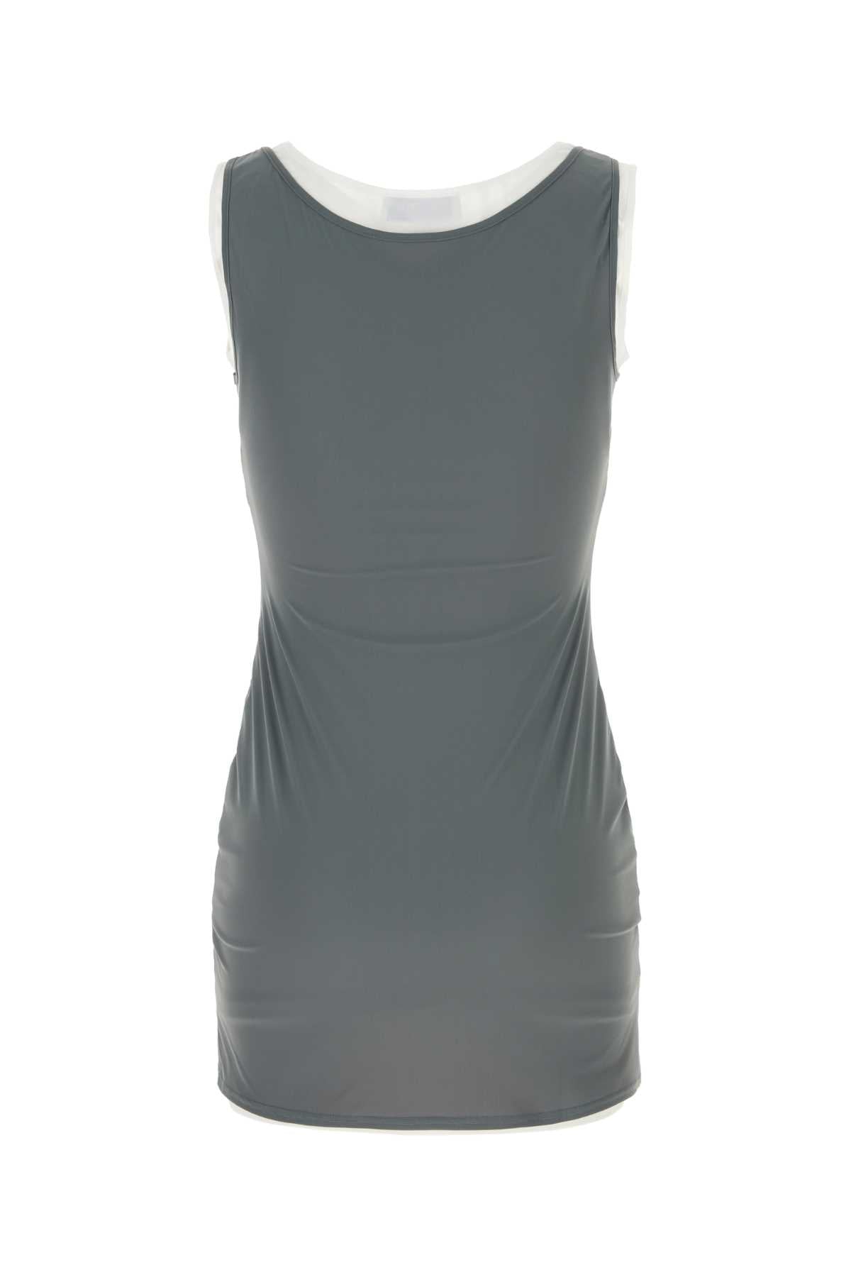Miu Miu Women Grey Stretch Nylon Mini Dress MIU MIU